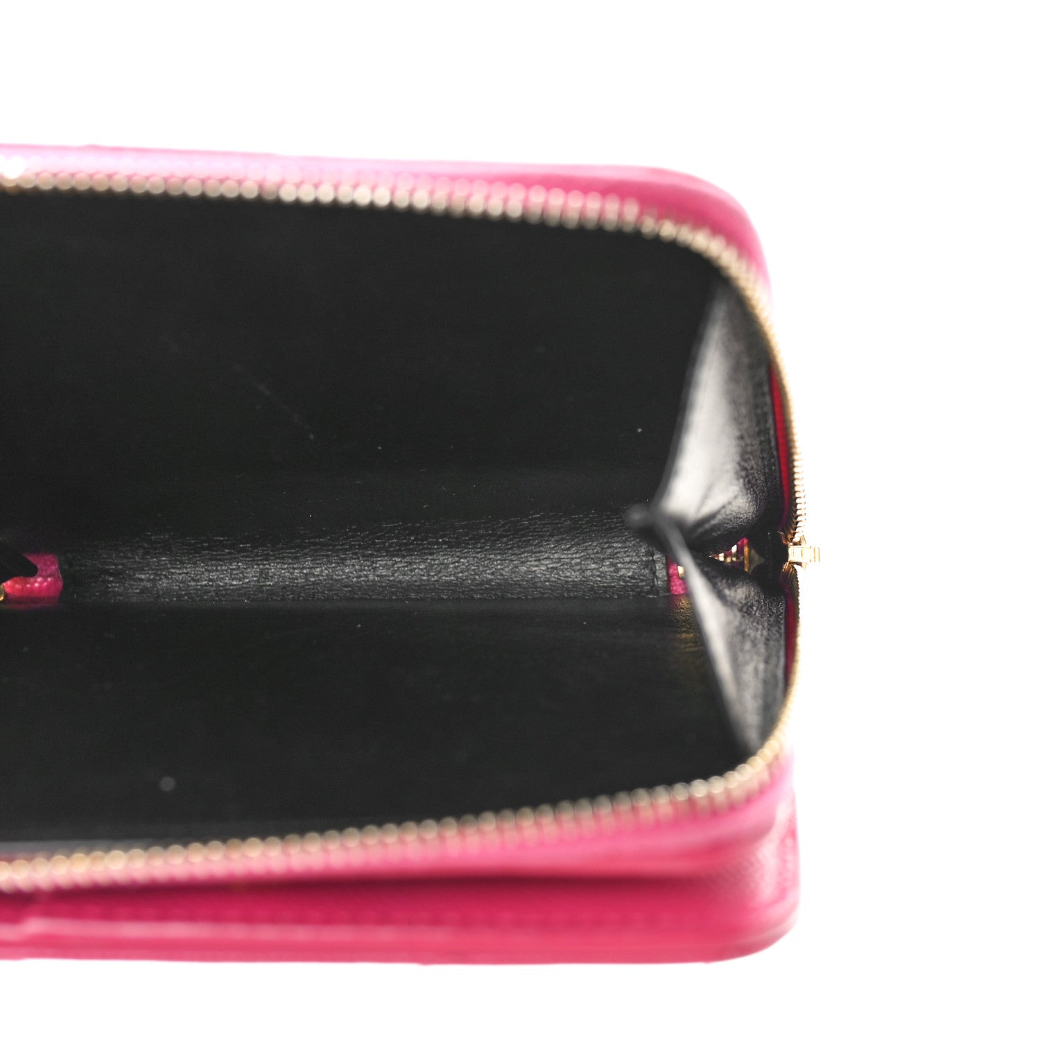 Saint Laurent Grain De Poudre Matelasse Chevron Monogram Compact Zip Around Wallet Fuxia Couture 6 of 10