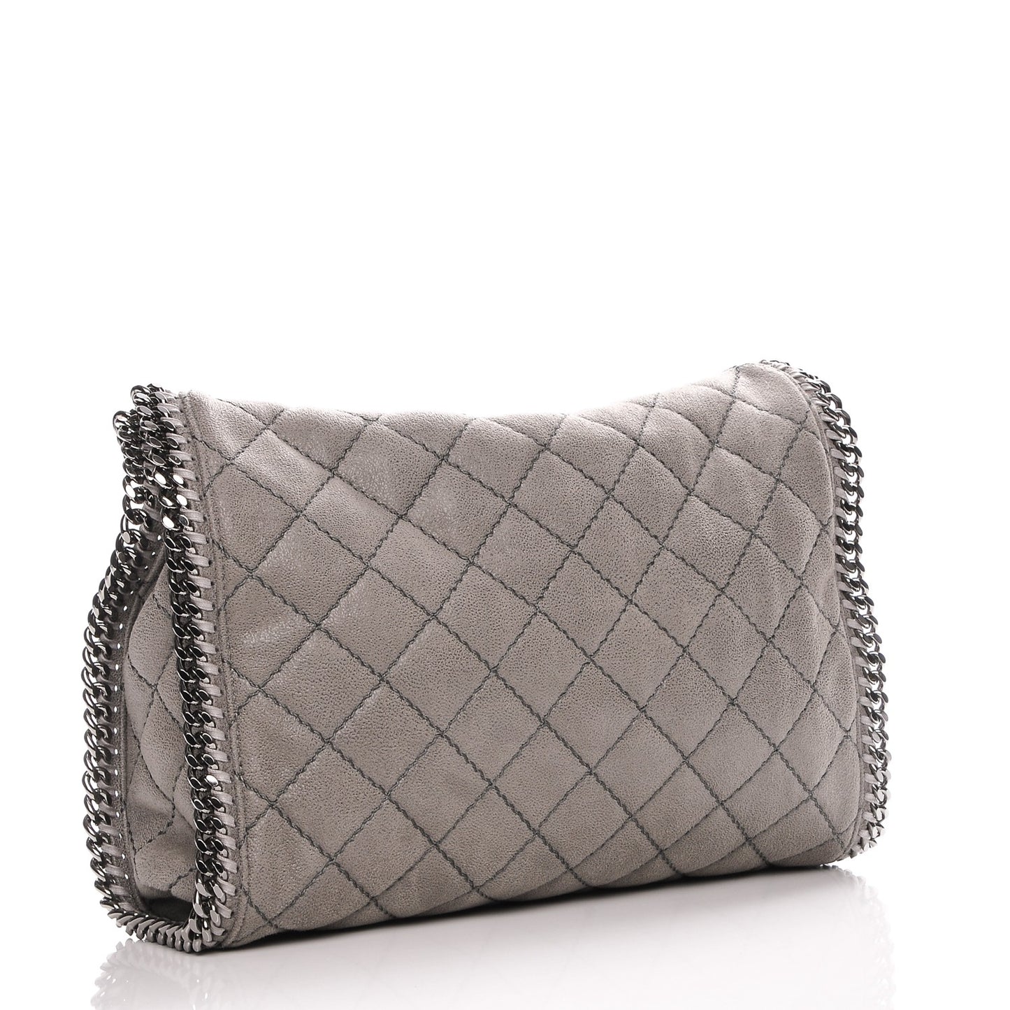 Shaggy Deer Quilted Small Falabella Tote Light Grey