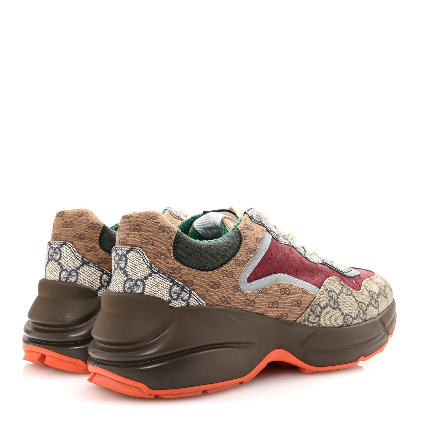 GG Supreme Monogram Mix Monogram Womens Rhyton Sneakers 39.5 Bordeaux Beige Ebony