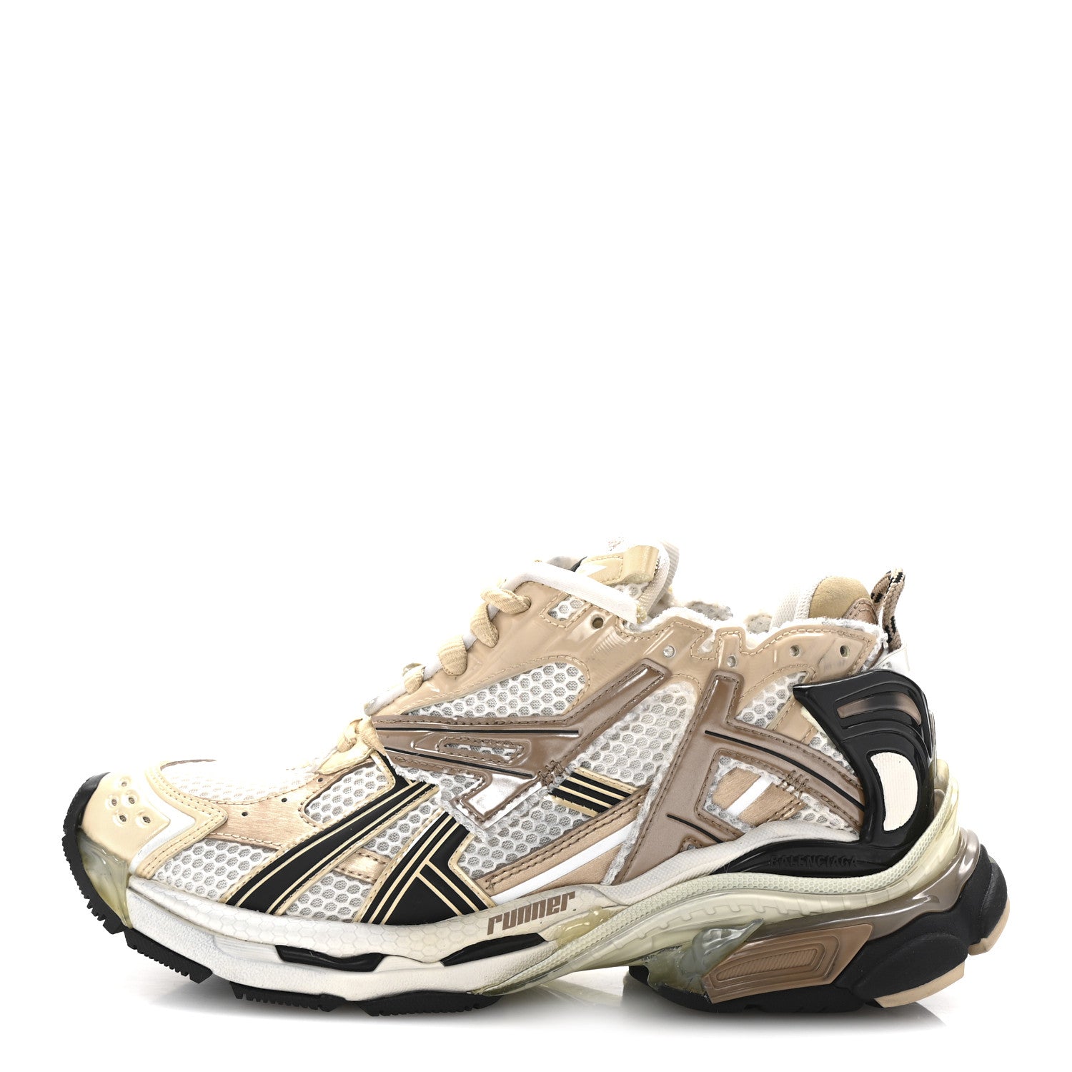 Balenciaga Mesh Rubber Monocolor Womens Runner Sneakers 41 Beige