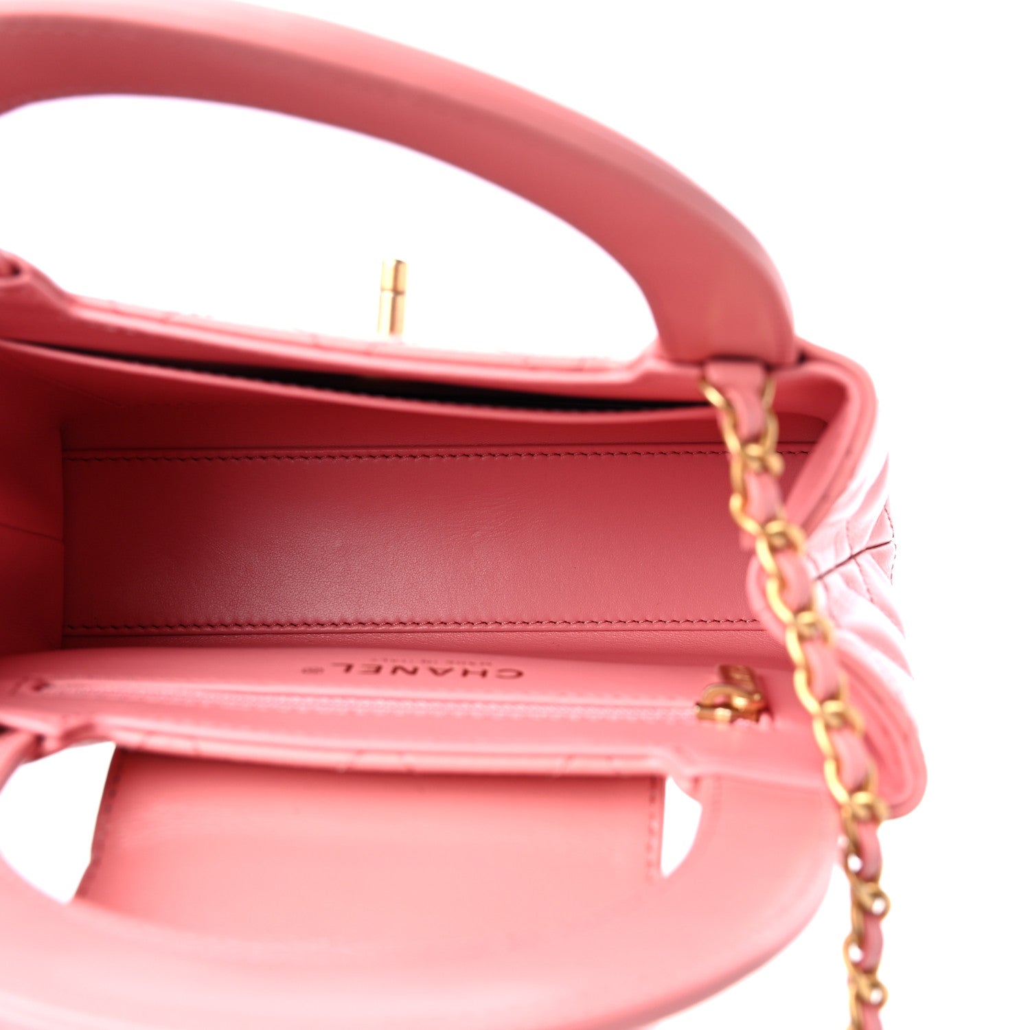 Chanel Shiny Aged Calfskin Quilted Nano Kelly Shopper Coral Pink 5 of 9