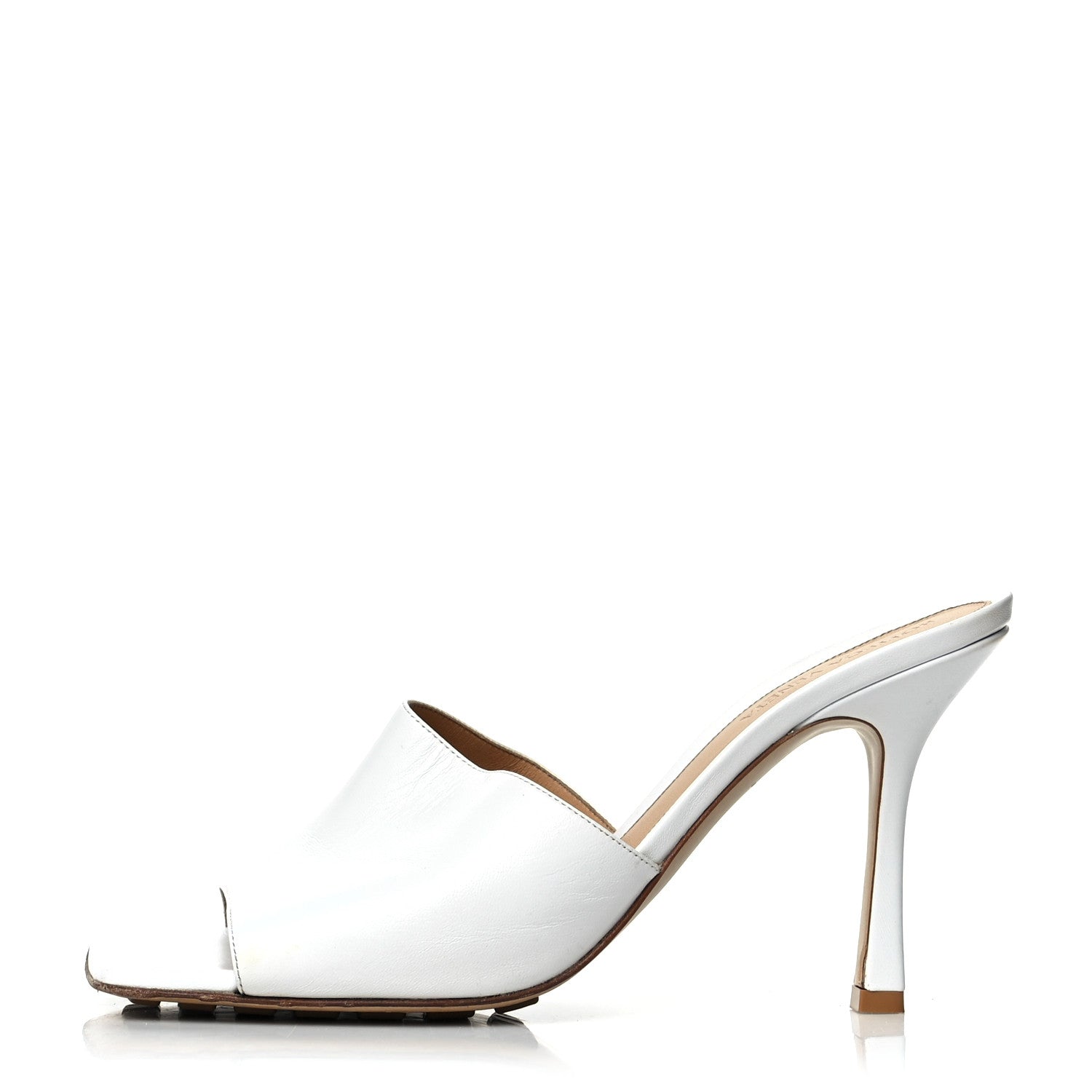 Bottega Veneta Lambskin Stretch Mule Sandals 40 Optic White