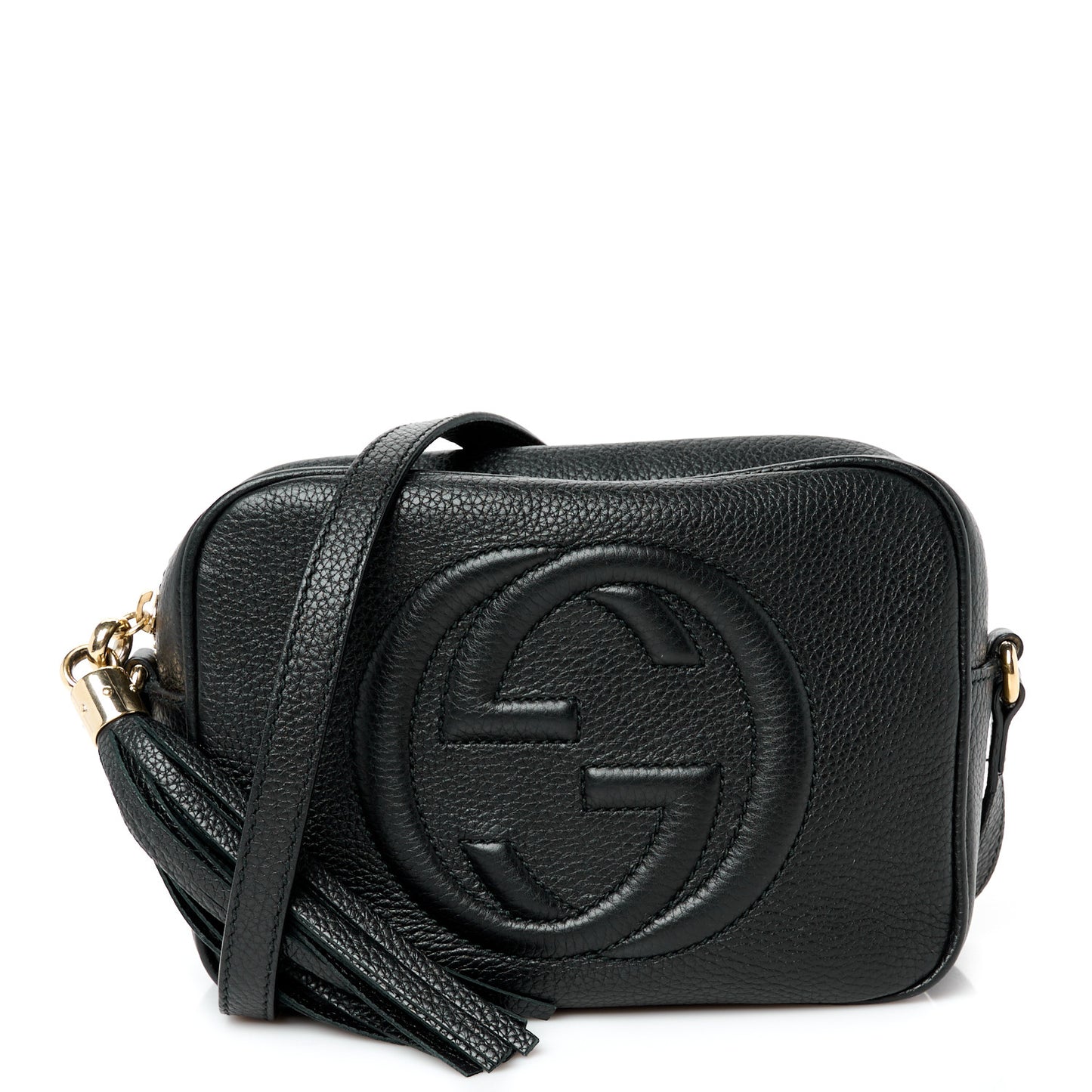Pebbled Calfskin Small Soho Disco Bag Black