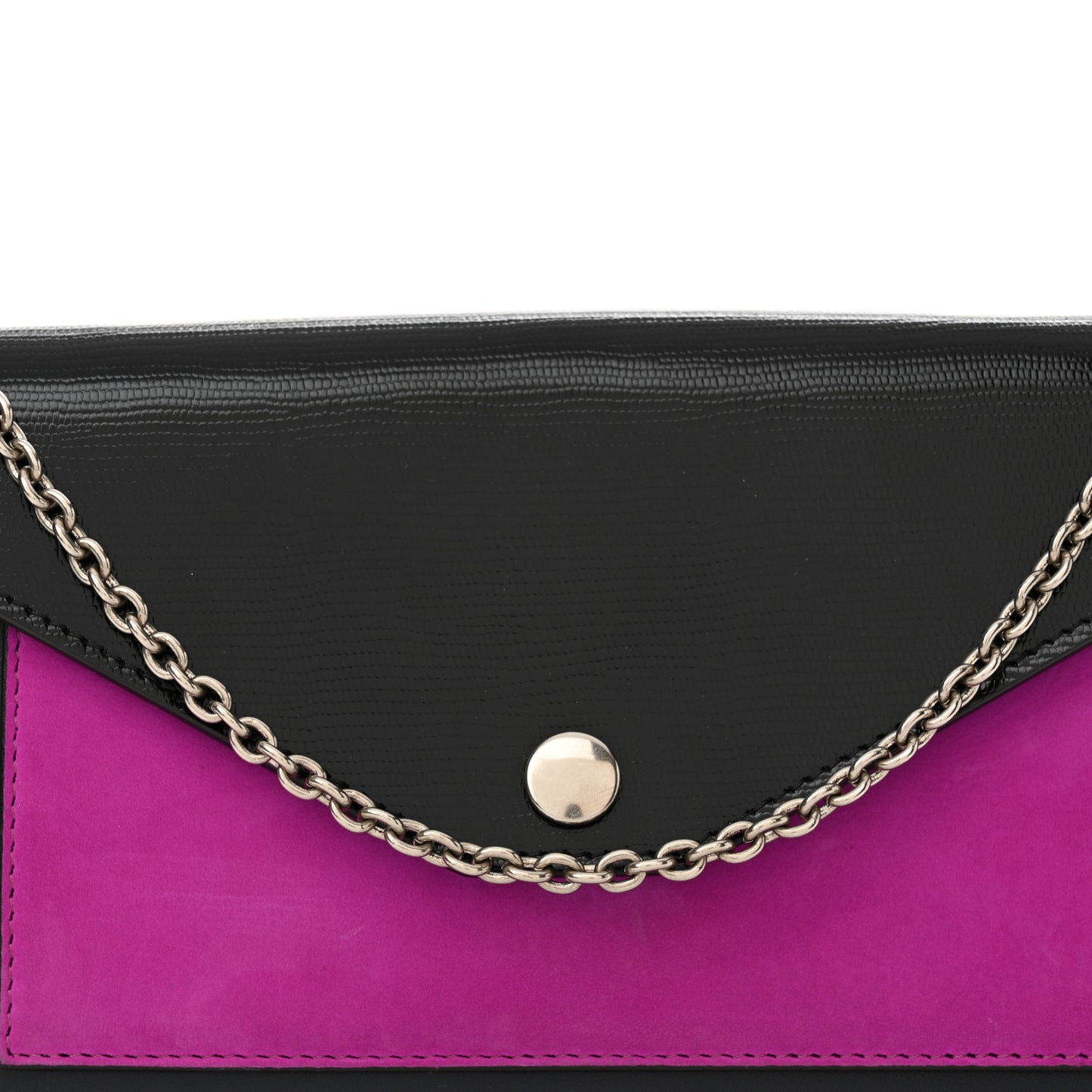 Smooth Calfskin Tri-Color Clutch on a Chain Black