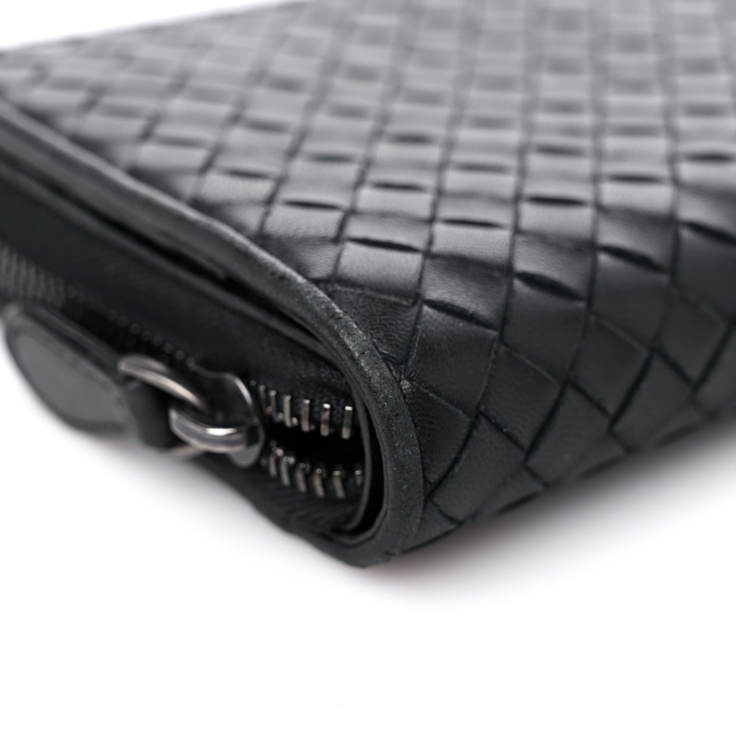 Nappa Intrecciato Zip Around Wallet Black