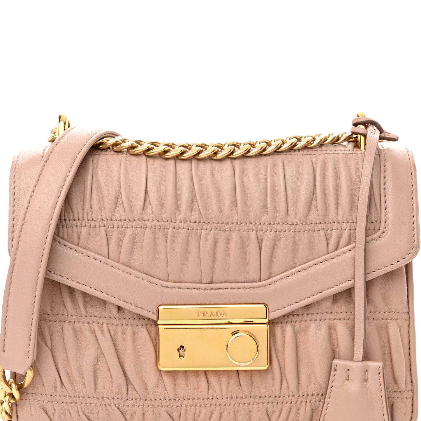 Nappa Gaufre Sound Flap Crossbody Shoulder Bag Cipria