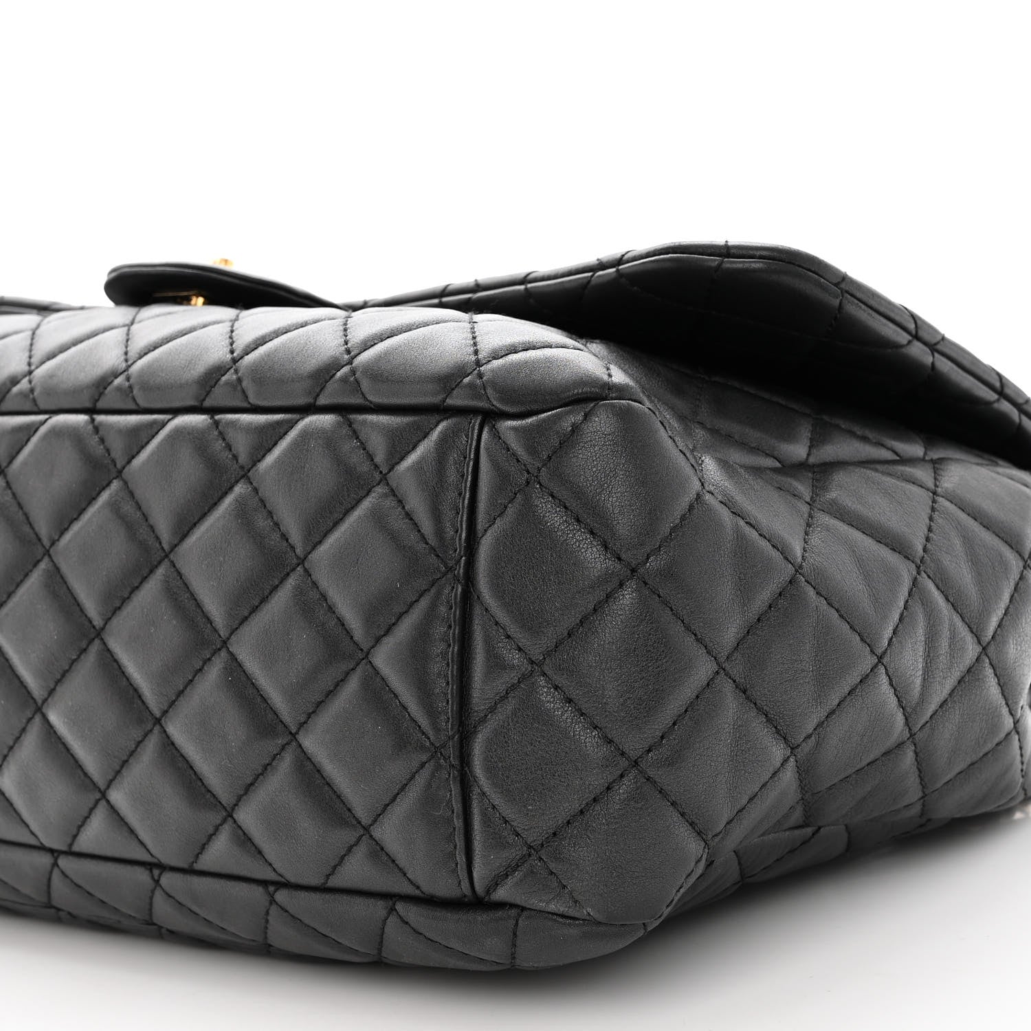 Chanel Metallized Calfskin Quilted Small XXL Travel Flap Bag Black 10 of 10