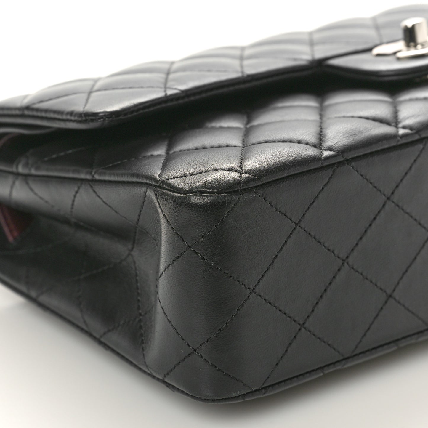 Lambskin Quilted Medium Double Flap Black