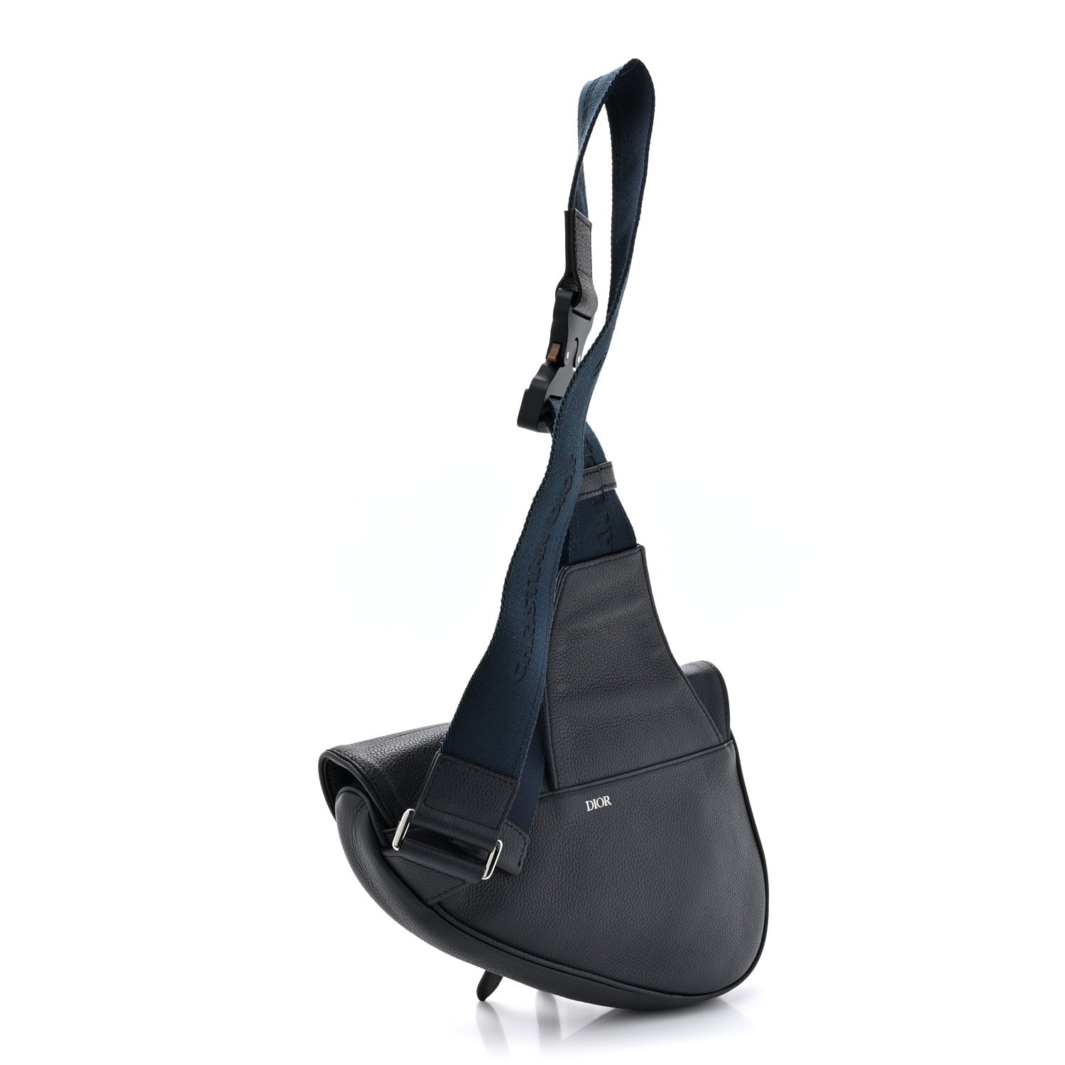 Christian Dior Grained Calfskin Kim Jones Saddle Bag Navy Blue 3 of 10