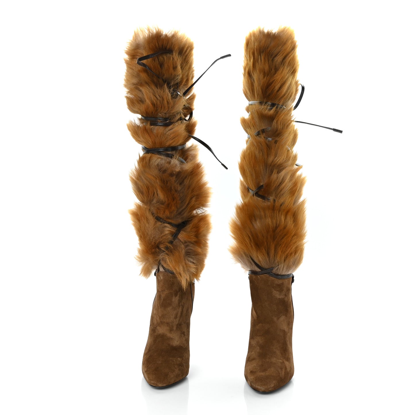 Suede Faux Fur Jokull 105 Over The Knee Boots 36 Brown