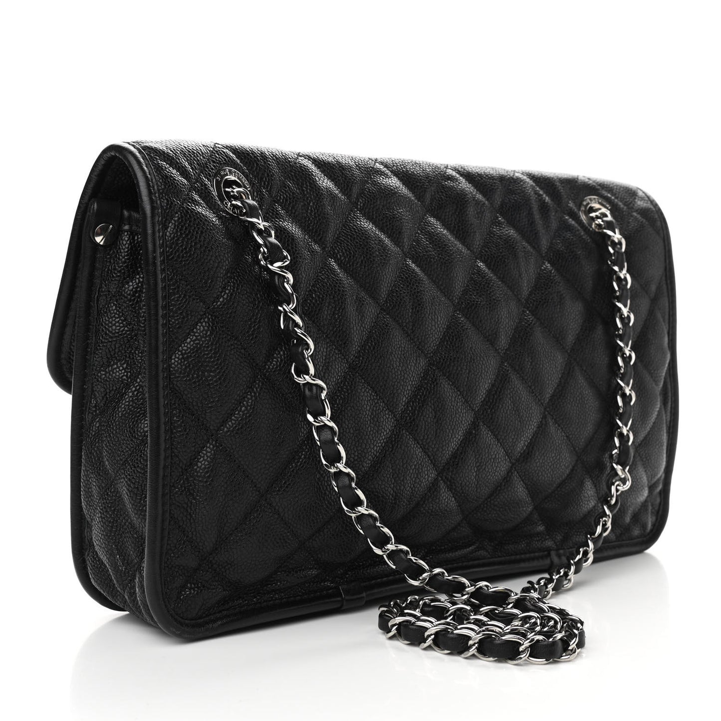 Caviar Quilted Large French Riviera Flap Black