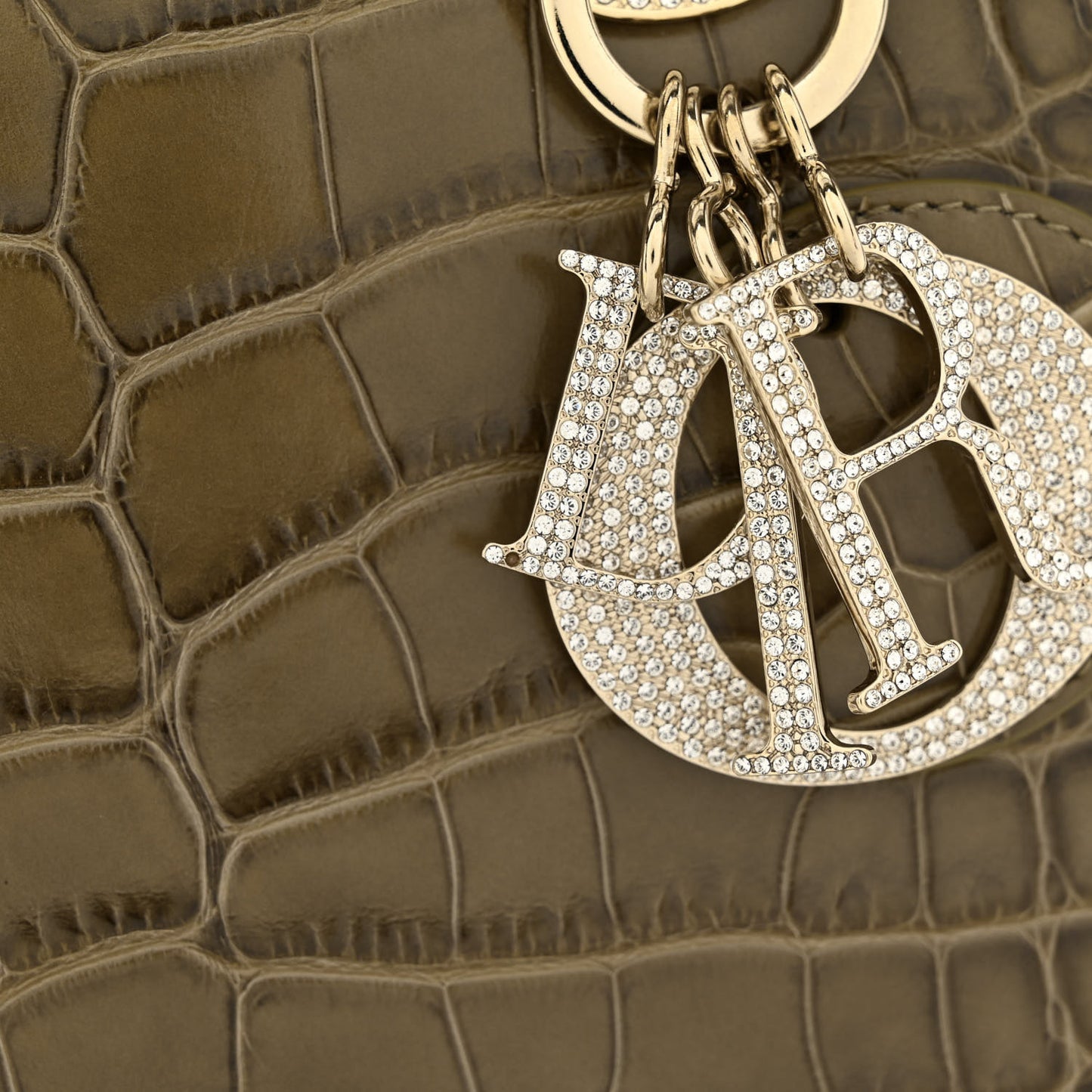 Alligator Swarovski Crystal Small Lady Dior Green