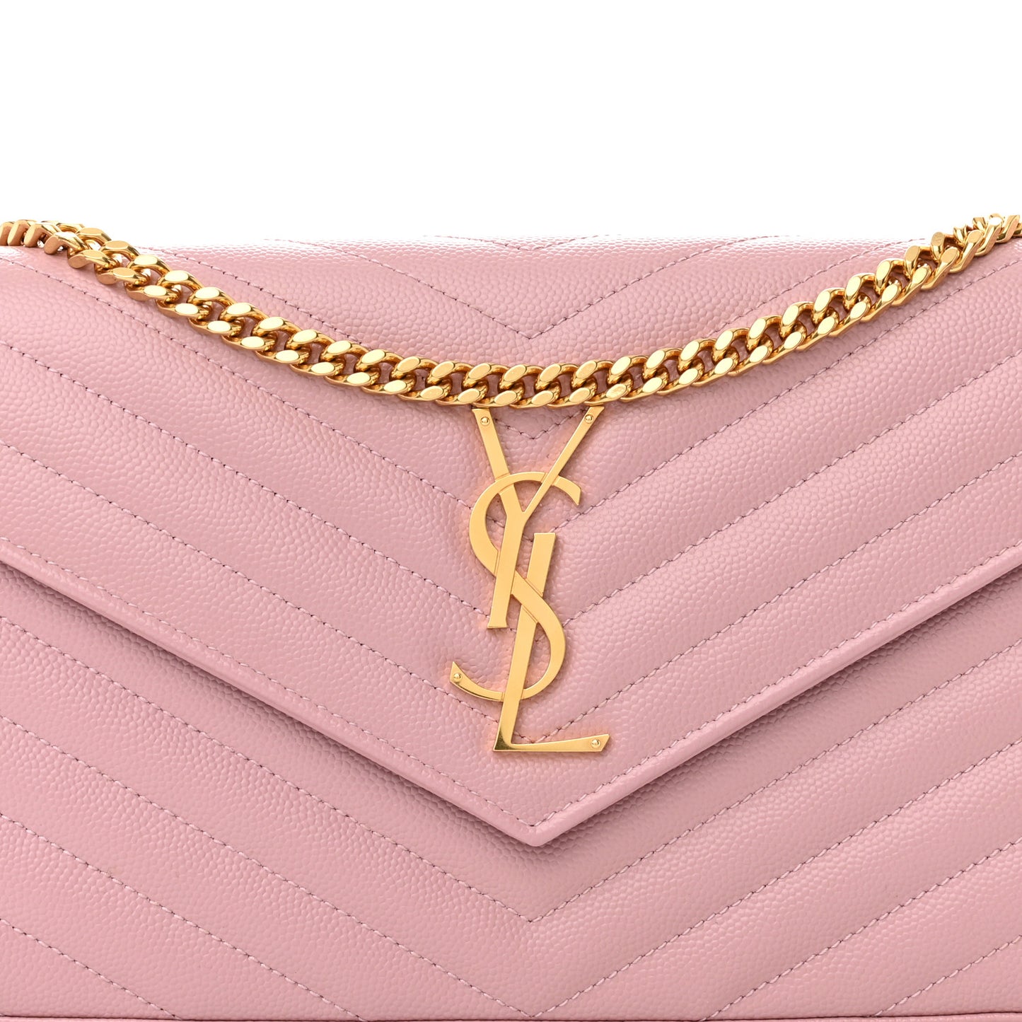 Grain De Poudre Matelasse Chevron Monogram Chain Wallet Tender Pink