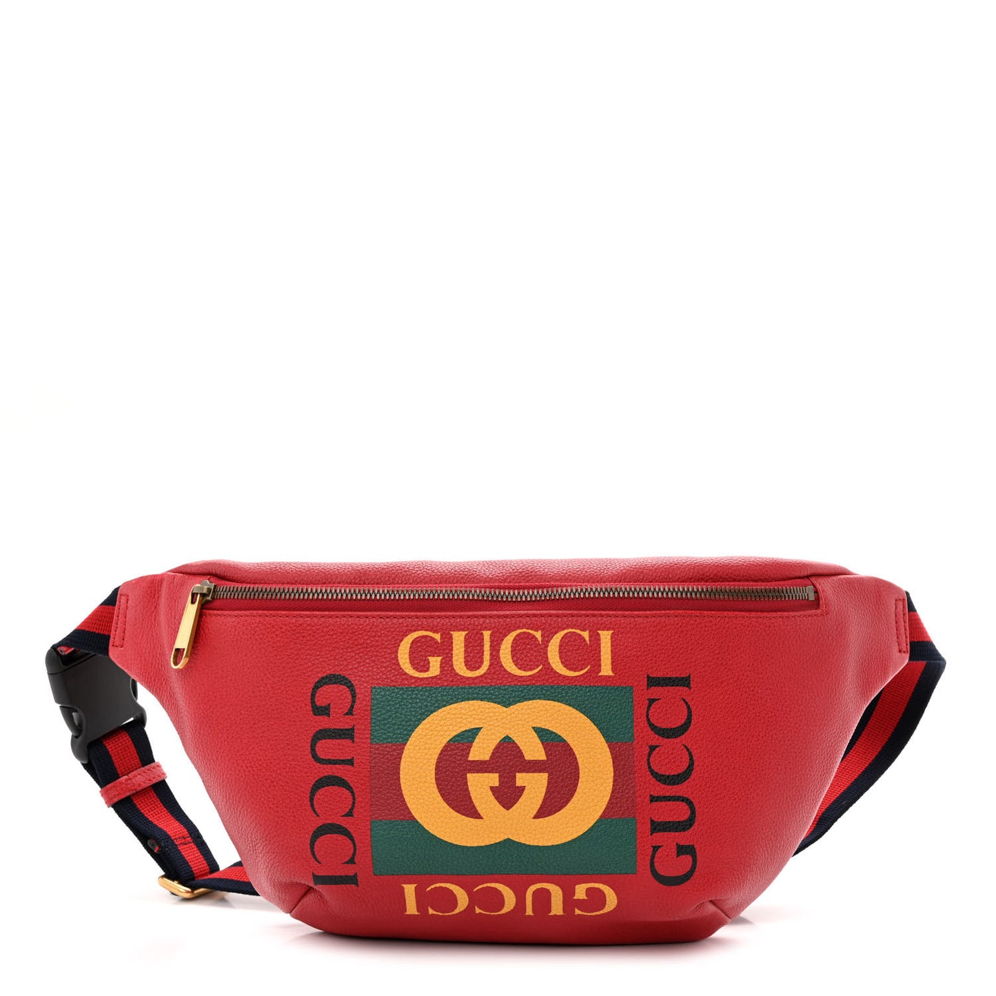 Grained Calfskin Logo Belt Bag Hibiscus Red