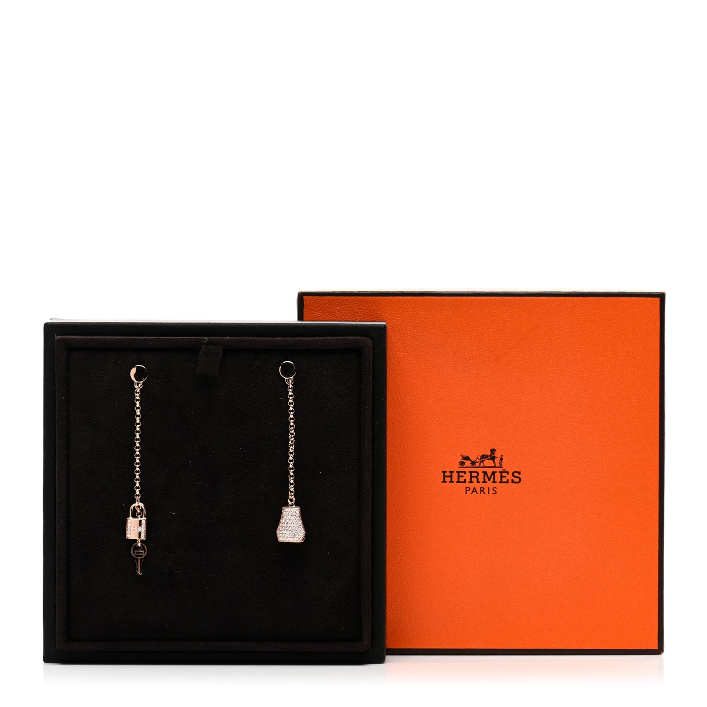 18K Rose Gold Diamond Kelly Clochette Drop Earrings
