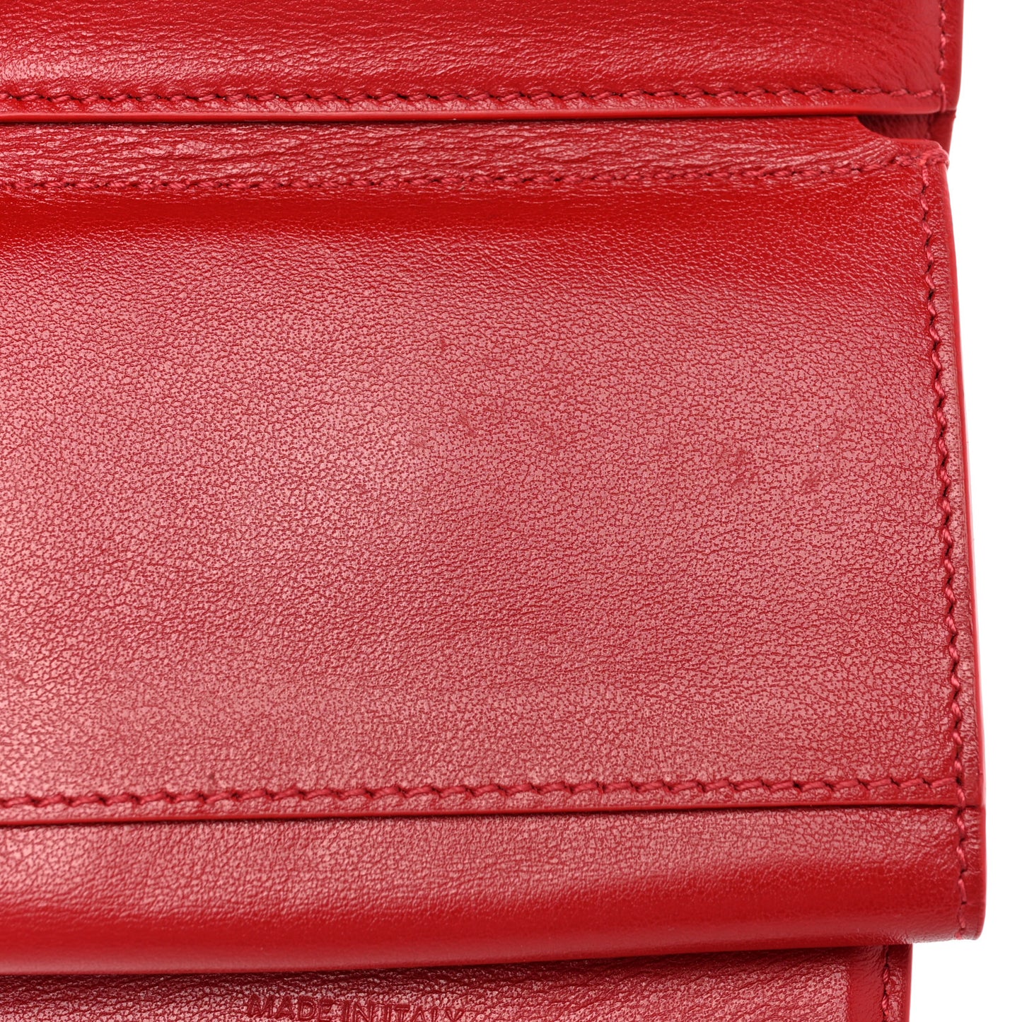 Grained Calfskin Small Multifunction Folded Wallet Red