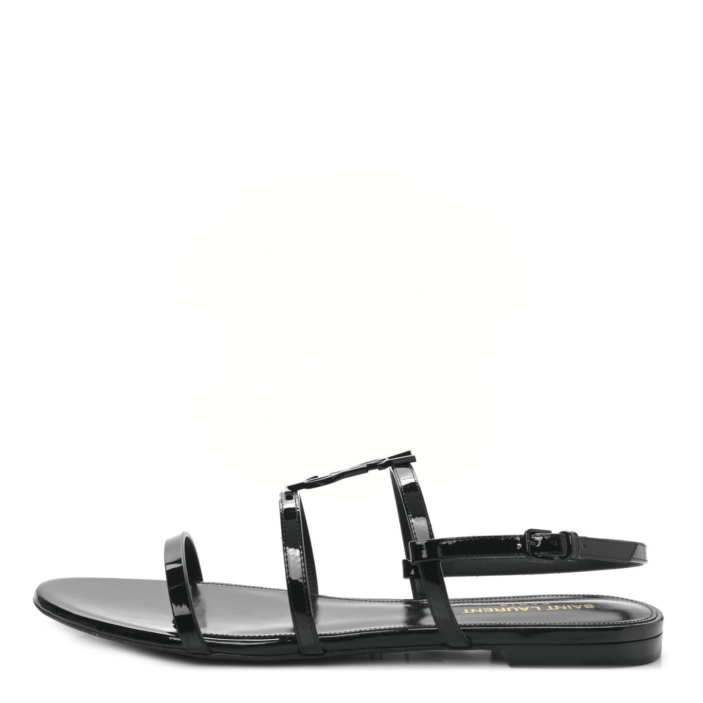 Patent Calfskin Cassandra Monogram Sandals 40 Black