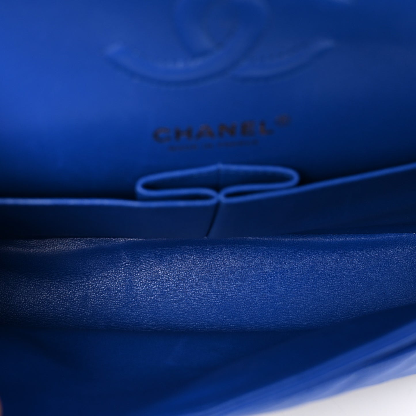 Caviar Chevron Quilted Small Double Flap Blue