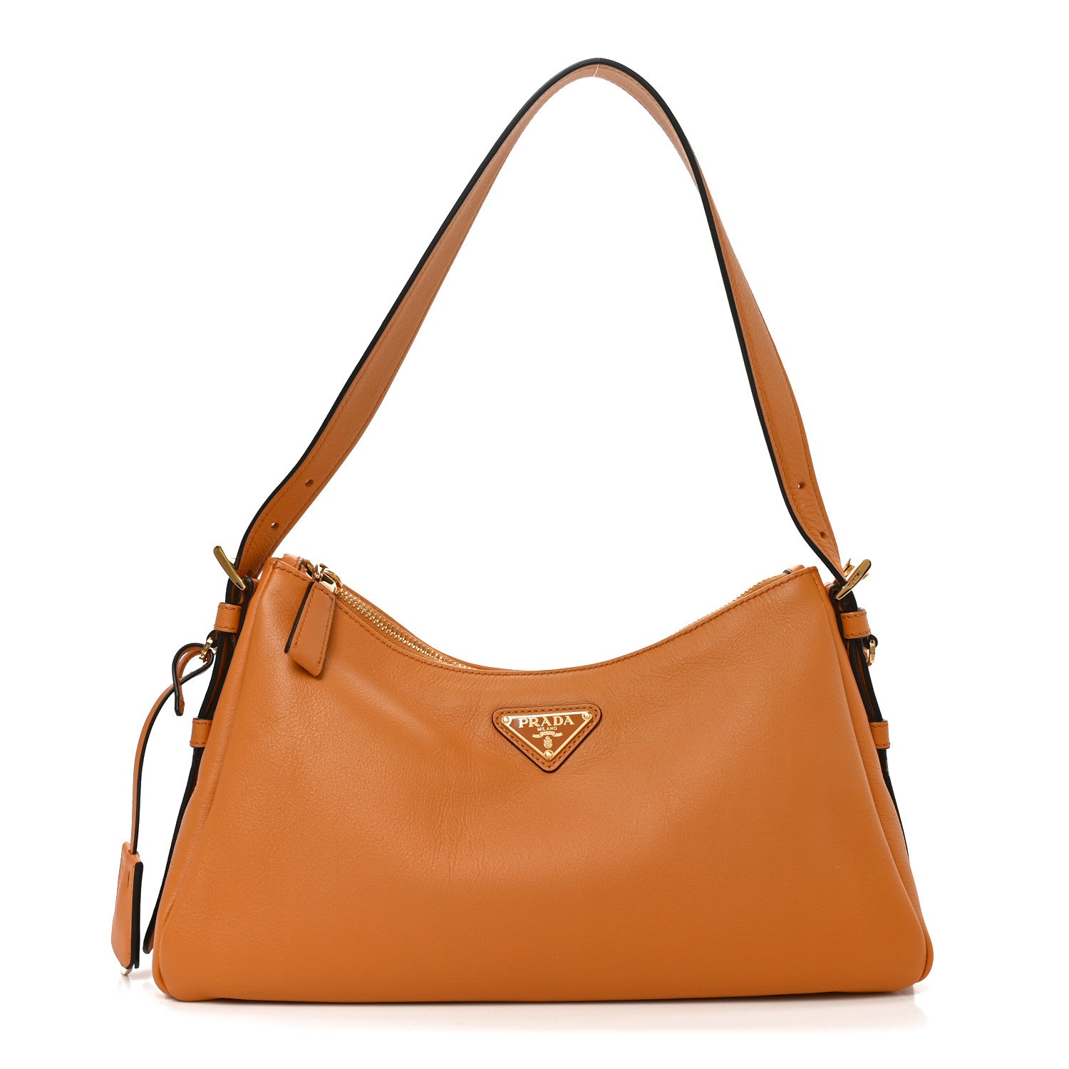Prada Soft Calfskin Medium Aimee Shoulder Bag Caramel 1925731