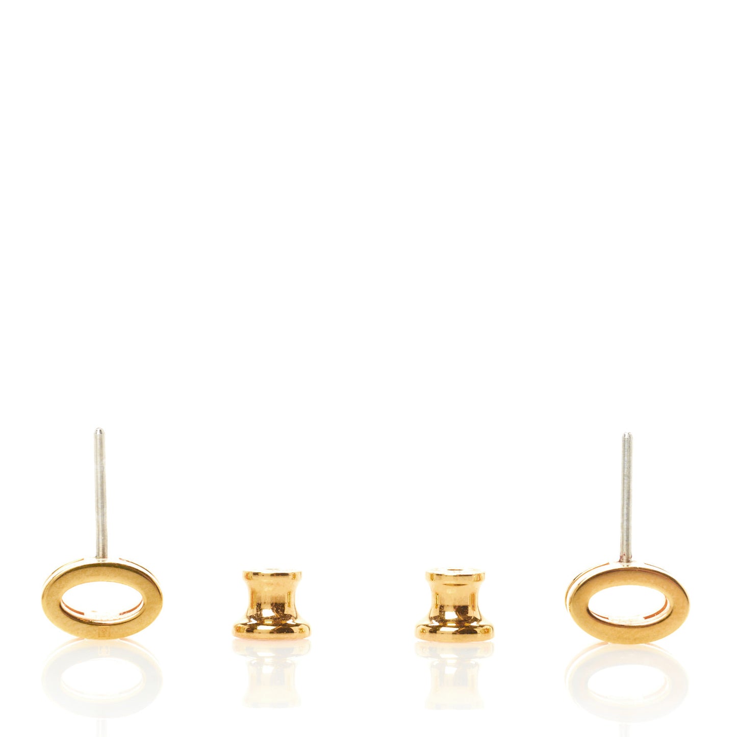 Gold Lacquered Mini Pop H Earrings White