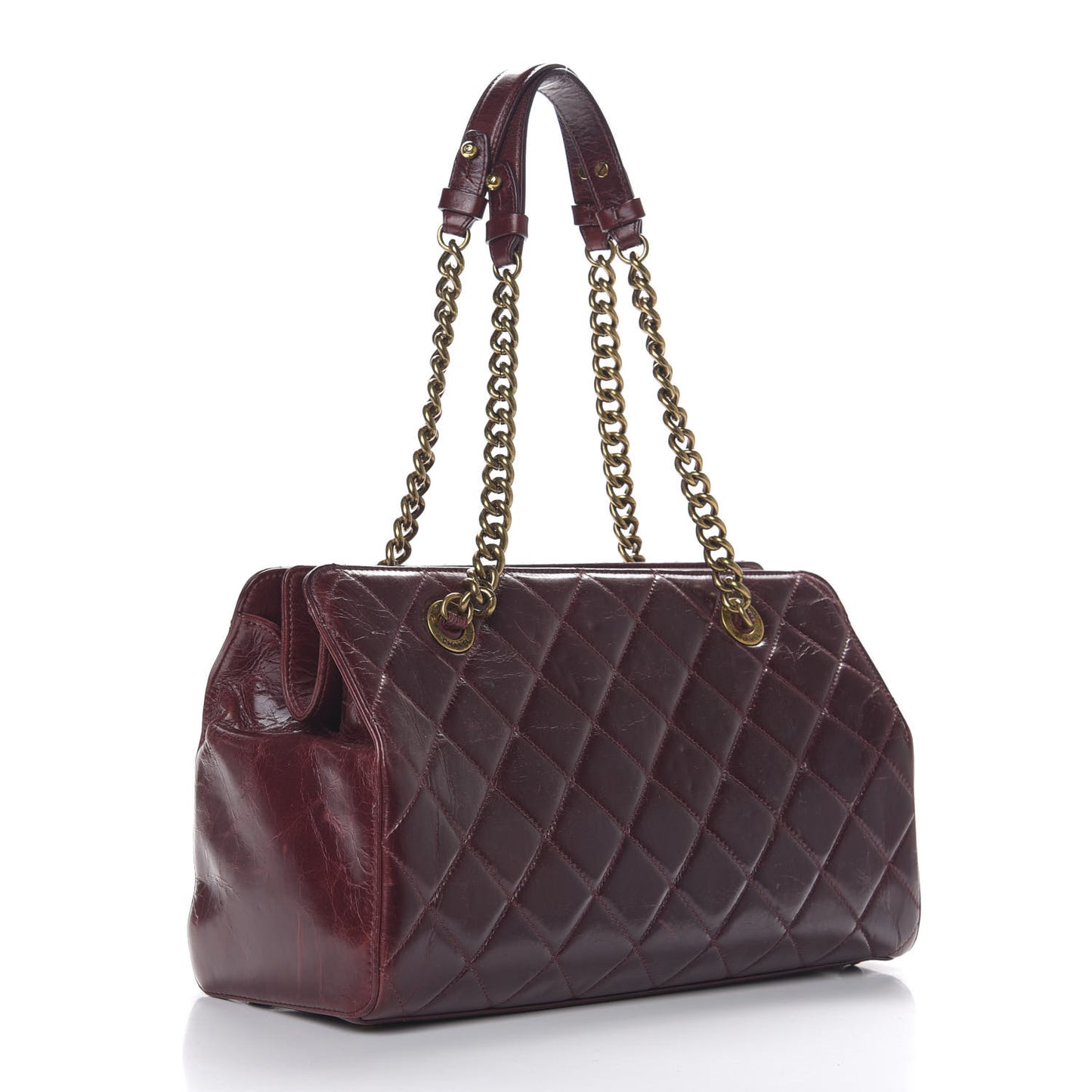 Glazed Calfskin Perfect Edge Tote Bordeaux