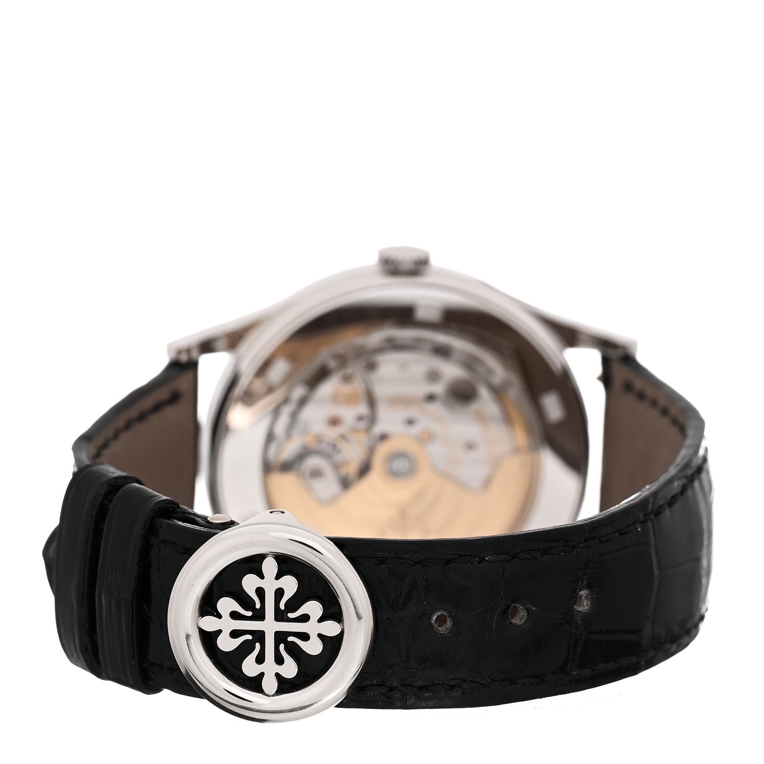 Patek Philippe 18K White Gold Alligator Diamond Bezel 38mm Calatrava Automatic Watch Black 5297G-001 3 of 5