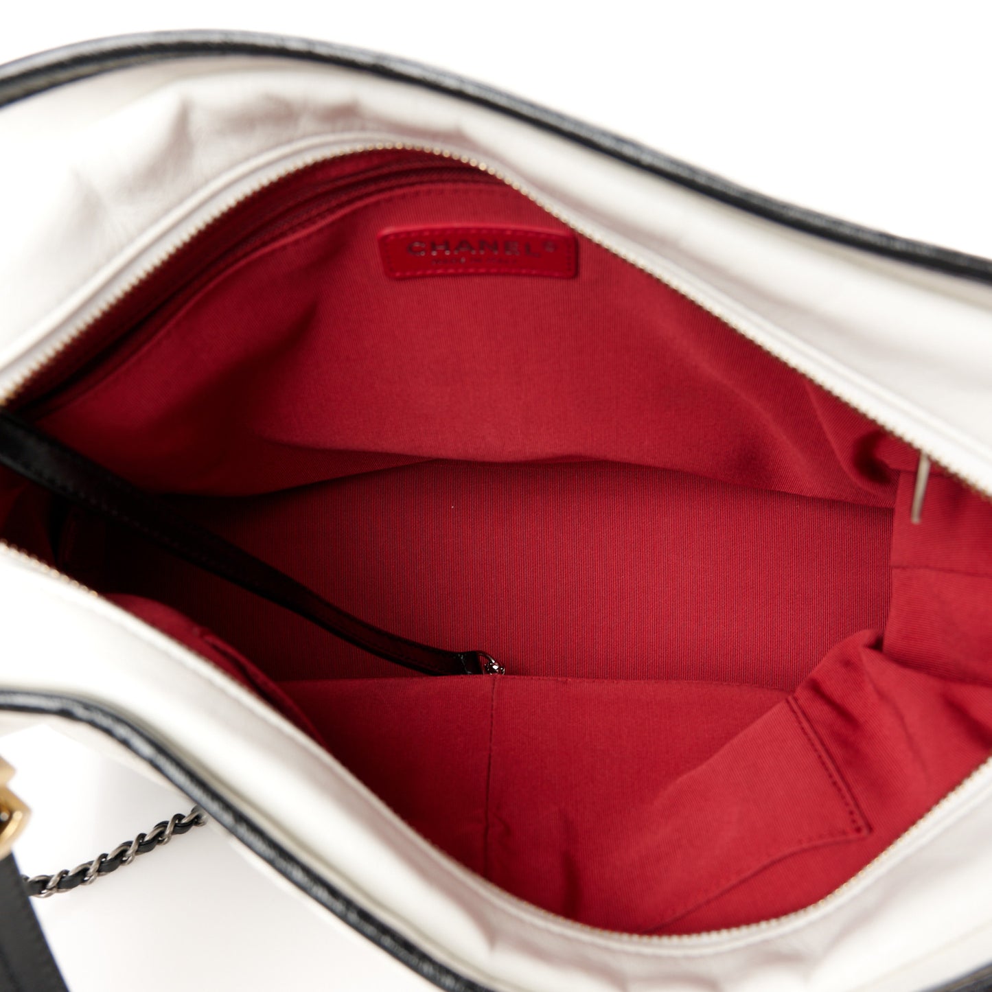Aged Calfskin Quilted Large Gabrielle Hobo White Black