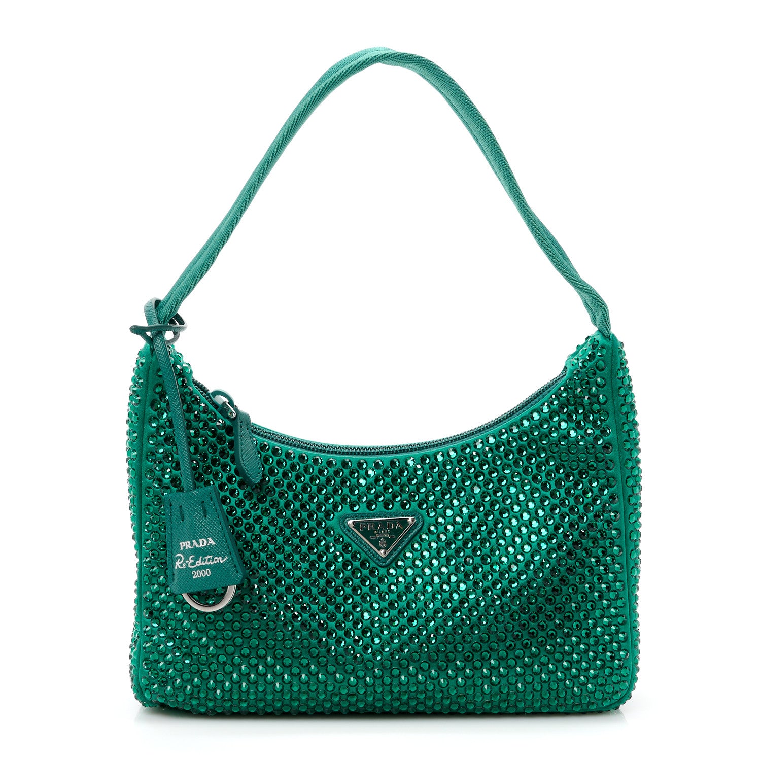 Prada Satin Crystal Mini Re-Edition 2000 Bag Mango 1 of 12