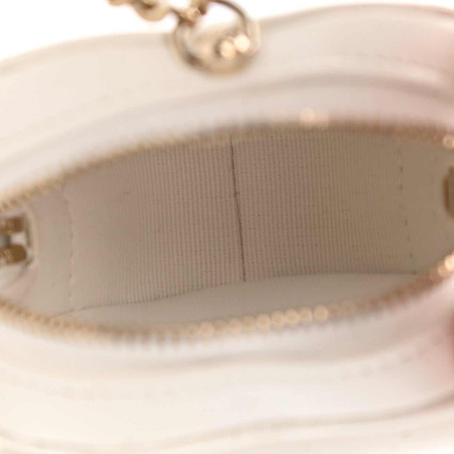 Chanel Lambskin Quilted CC In Love Heart Coin Purse With Chain White 7 of 10
