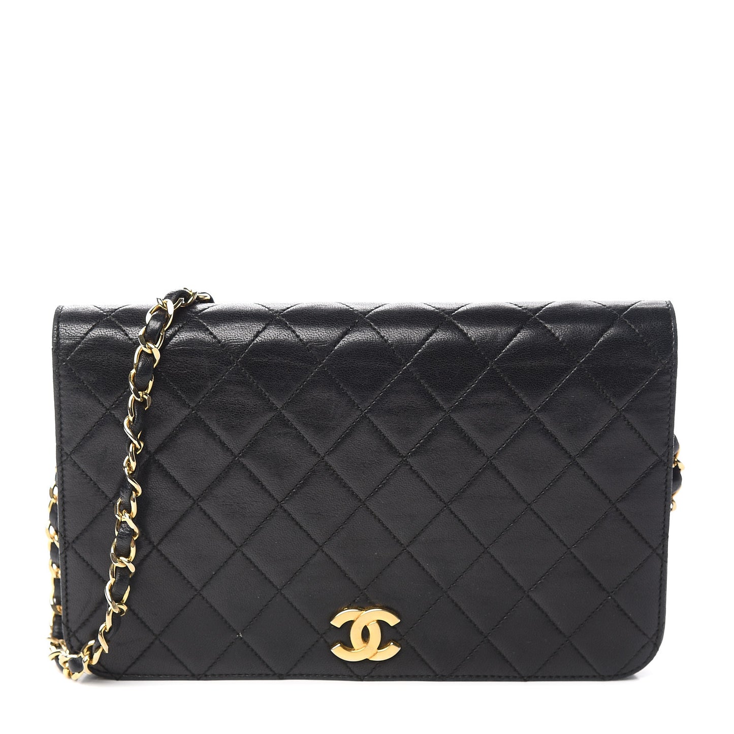 Lambskin Quilted Small Single Flap Black