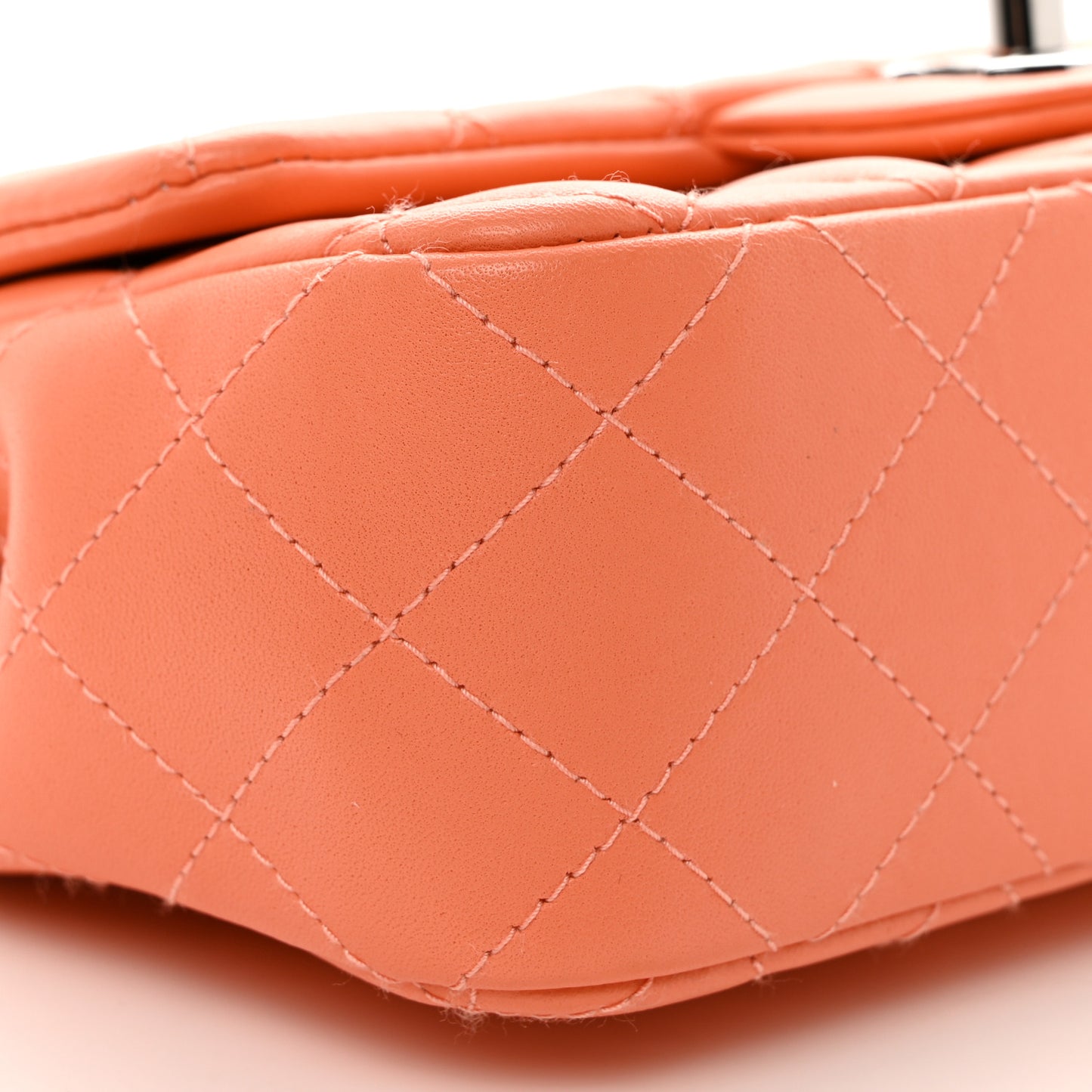 Lambskin Quilted Mini Rectangular Flap Light Orange