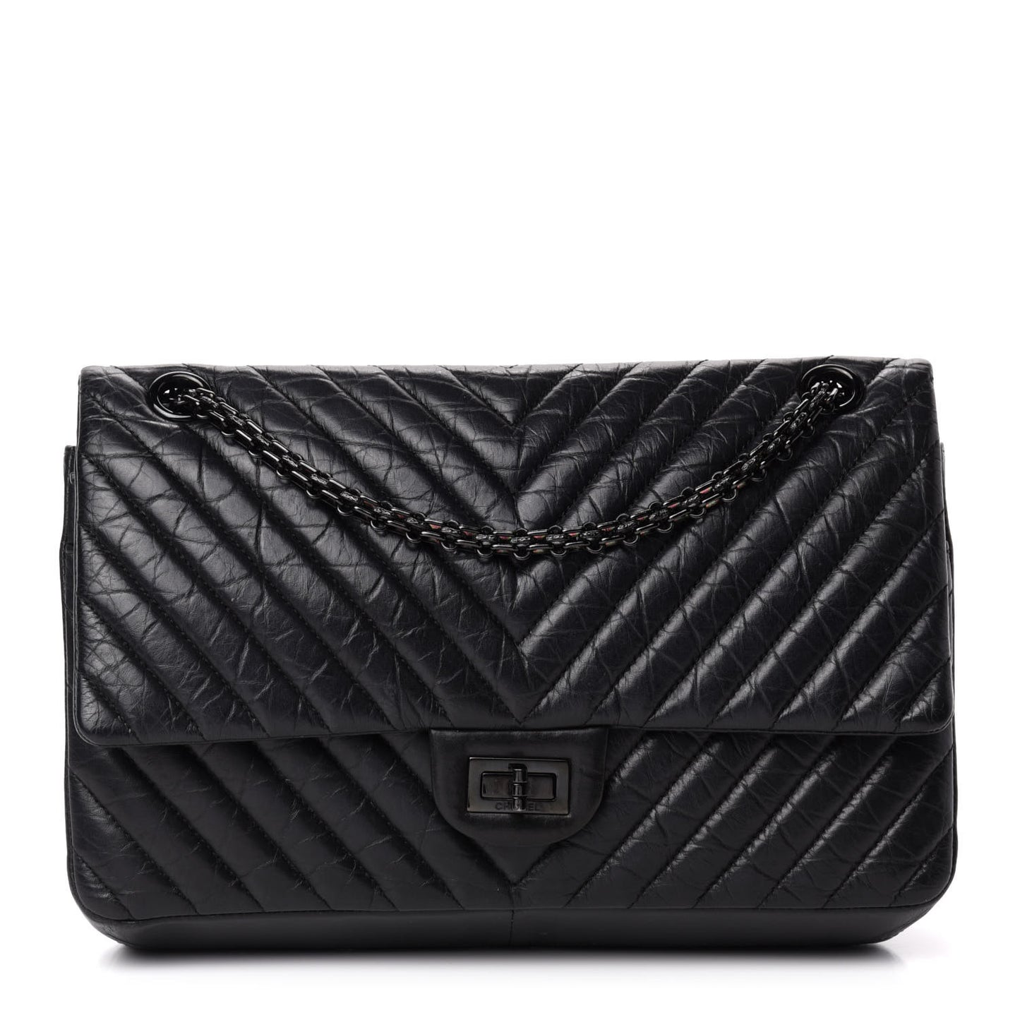 Aged Calfskin Chevron Quilted 2.55 Reissue 226 So Black