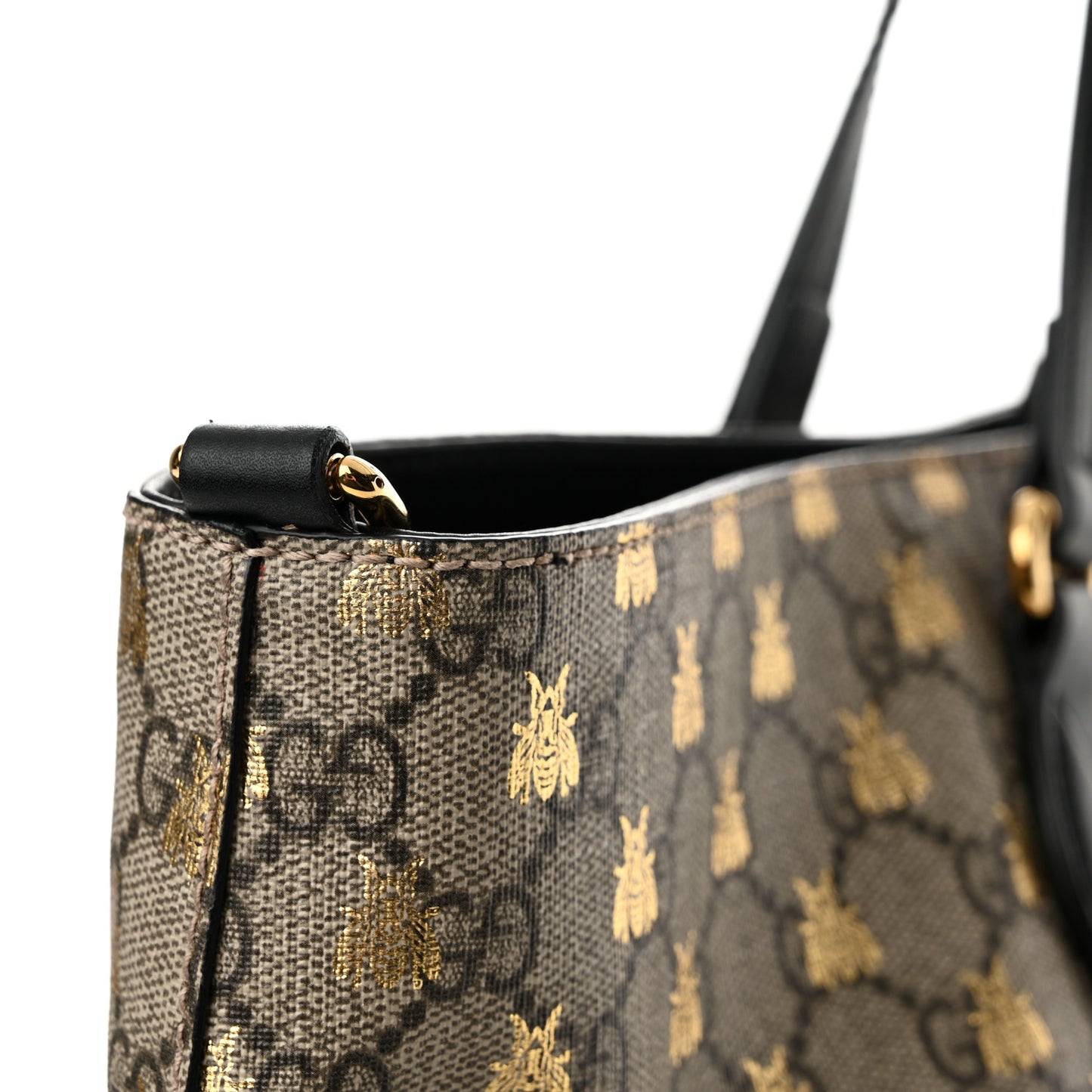 Soft GG Supreme Monogram Bees Medium Crossbody Tote Beige Oro Black