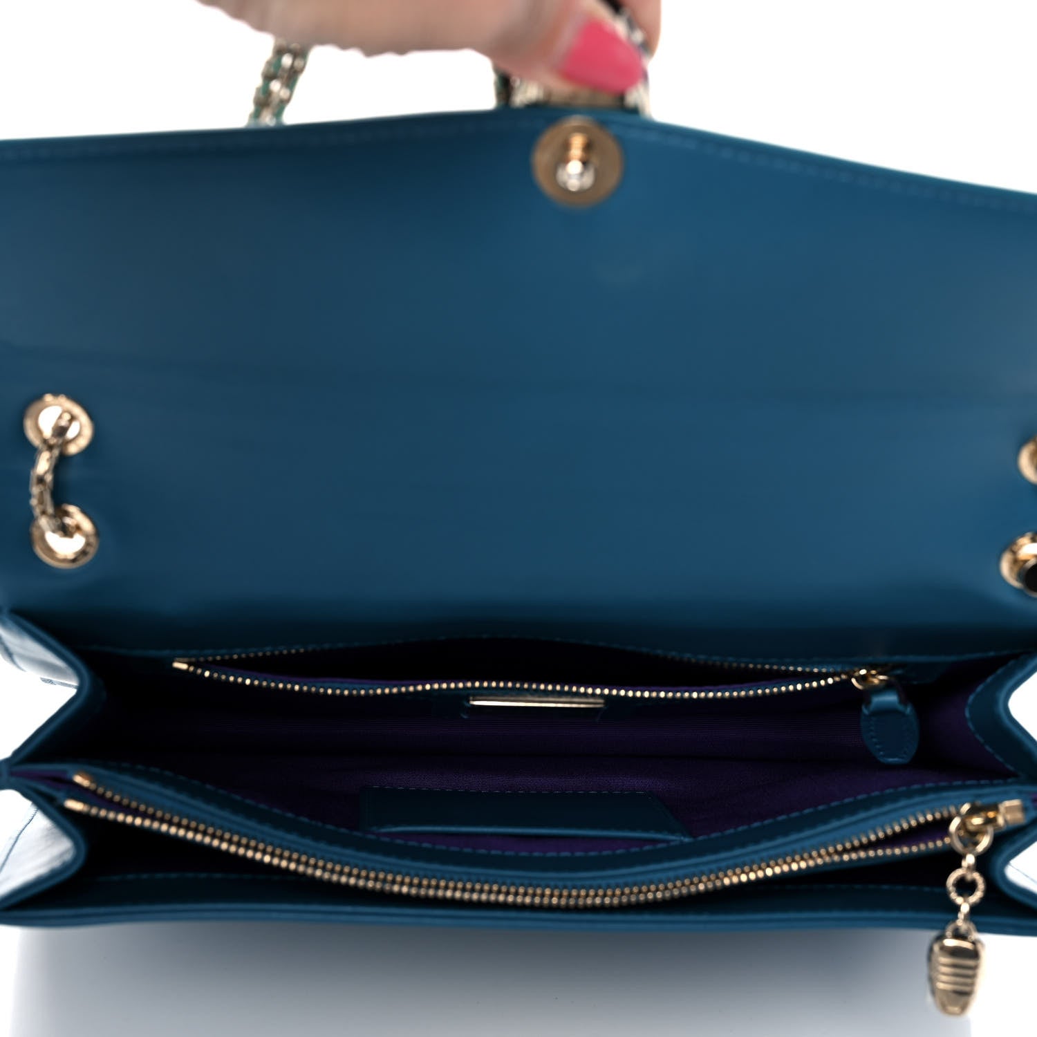 Bulgari Calfskin Galuchat Serpenti Forever Shoulder Bag Blue 5 of 12