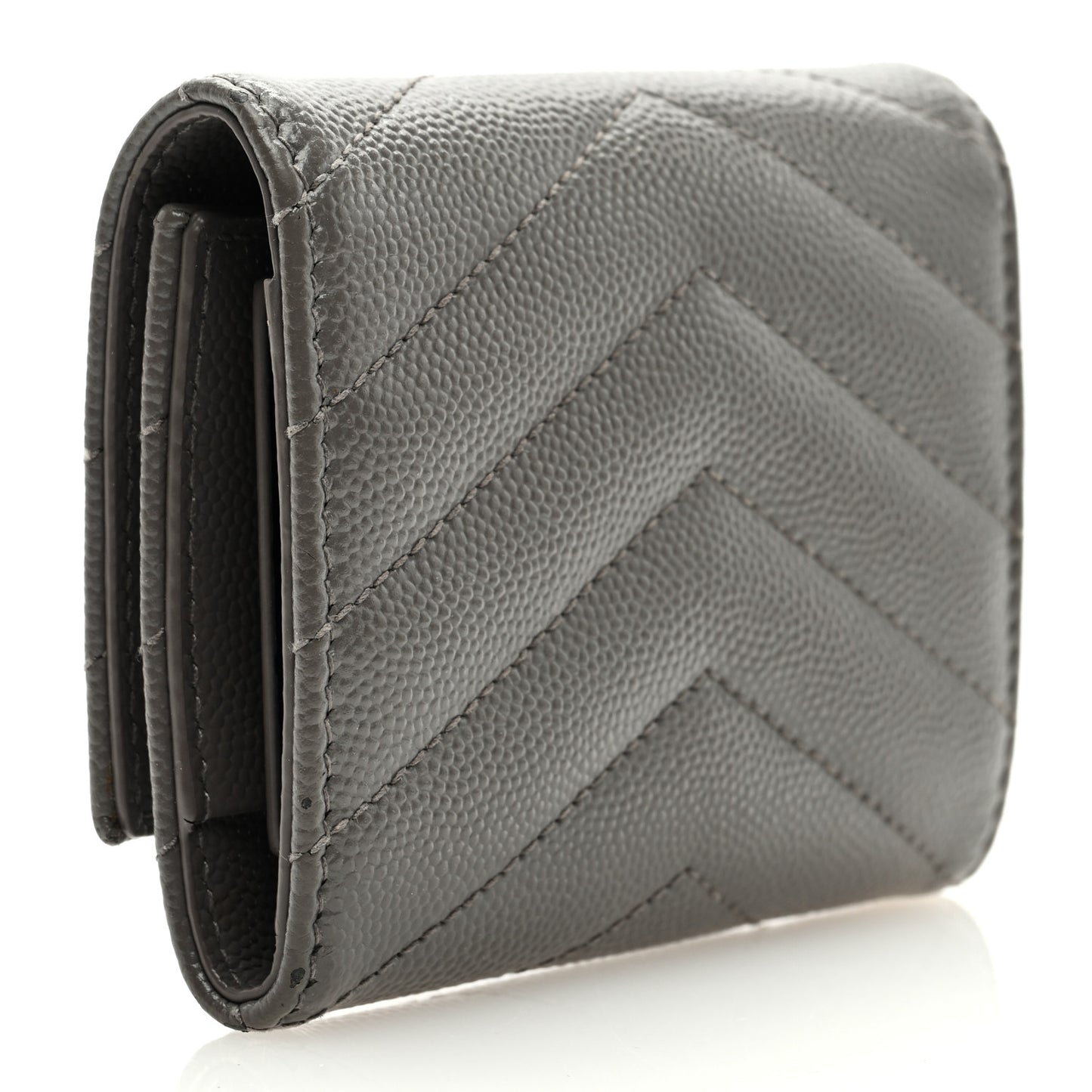 Grain de Poudre Matelasse Cassandre Monogram Slim Key Case Fog