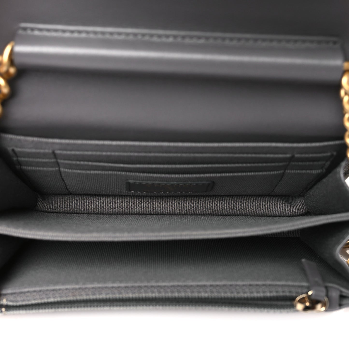 Caviar Quilted Mini Boy Wallet On Chain WOC Dark Gray
