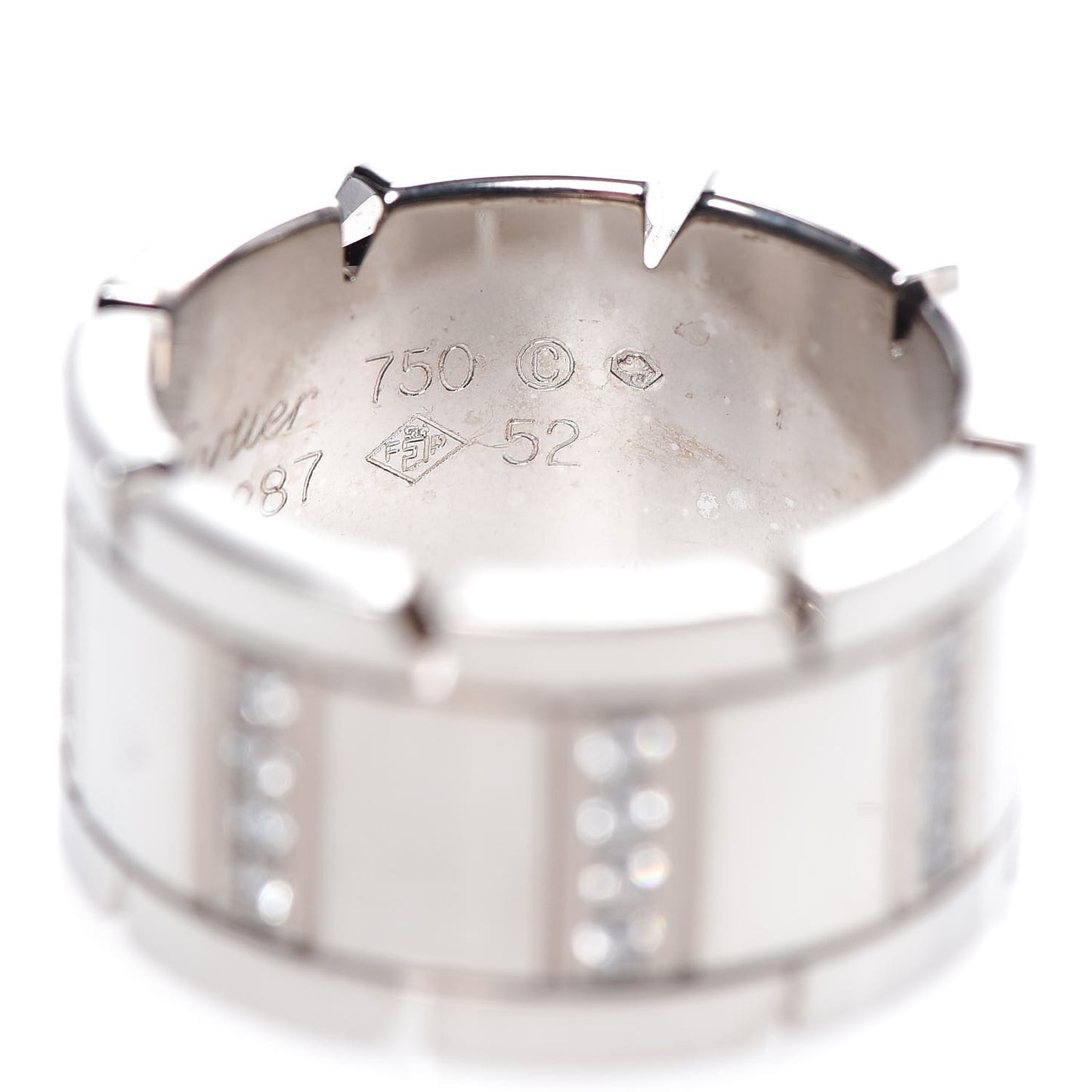 18K White Gold Diamond 11mm Tank Francaise Ring 52 6