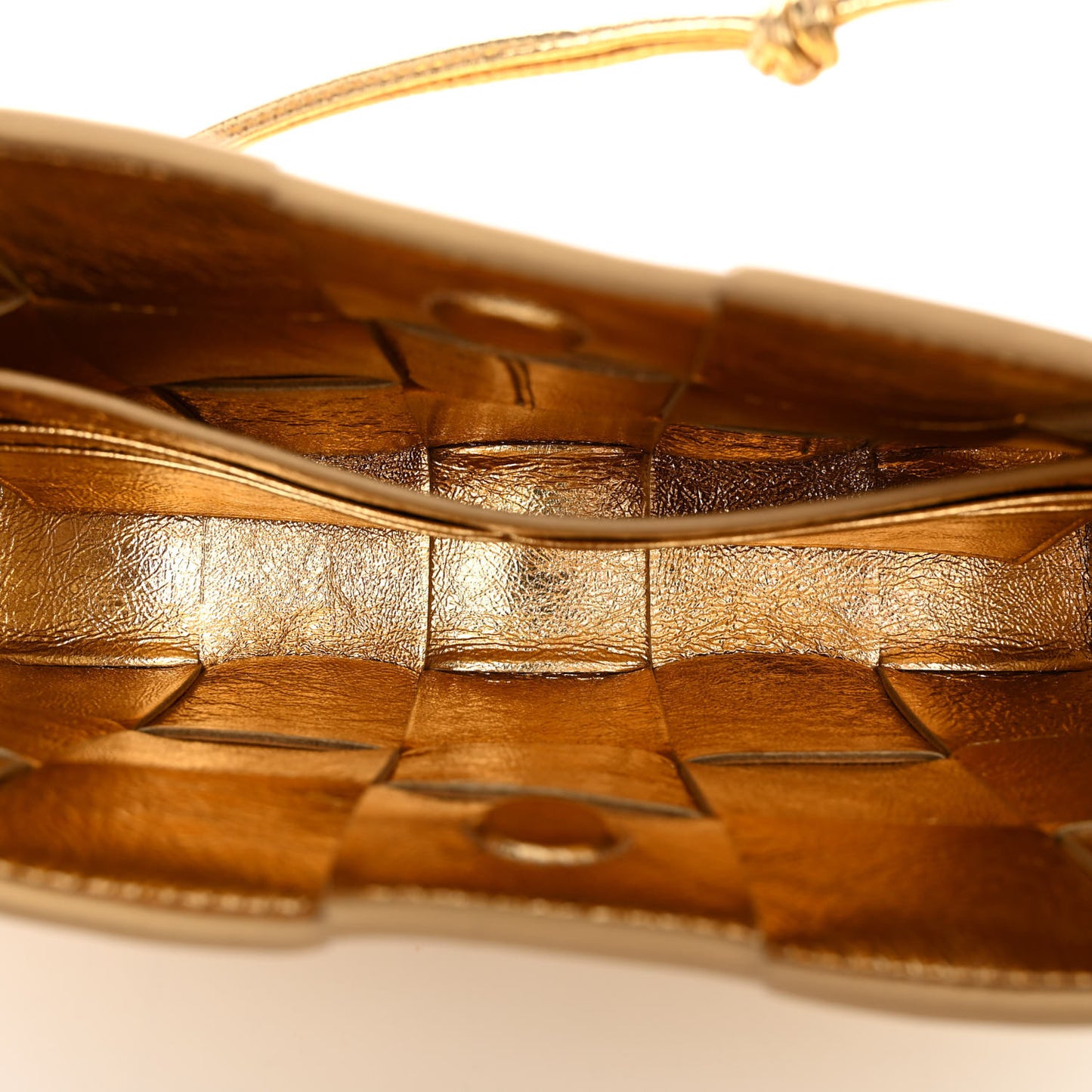 Metallic Lambskin Maxi Intrecciato Cassette Pouch On Strap Bag Gold