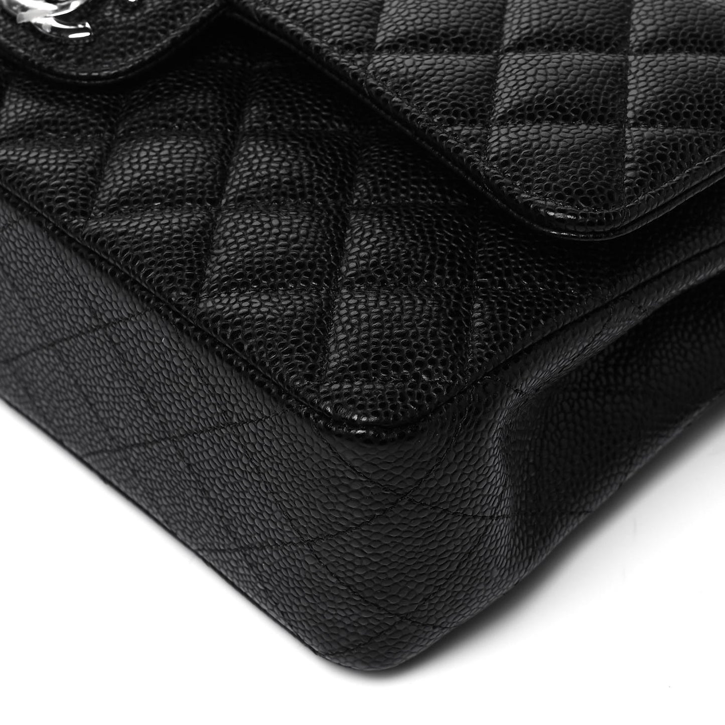 Caviar Quilted Medium Double Flap Black