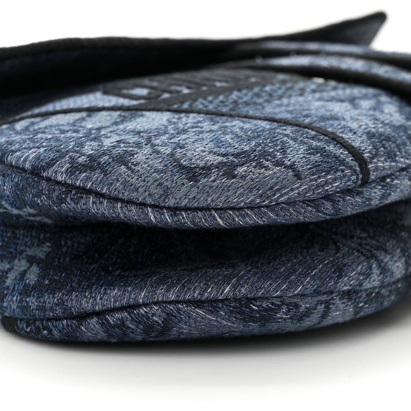 Denim Flowers Embroidered Saddle Bag Blue