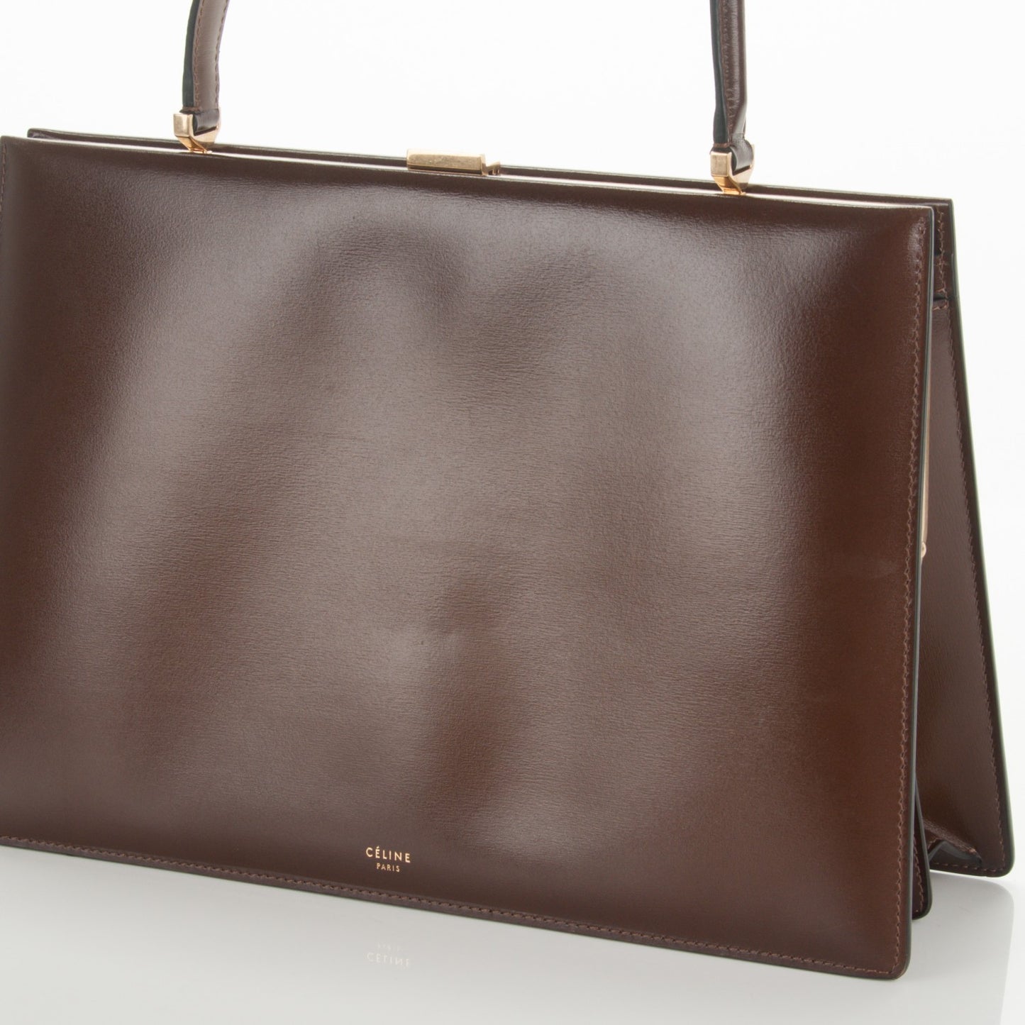 Patina Box Calfskin Medium Clasp Bag Camel