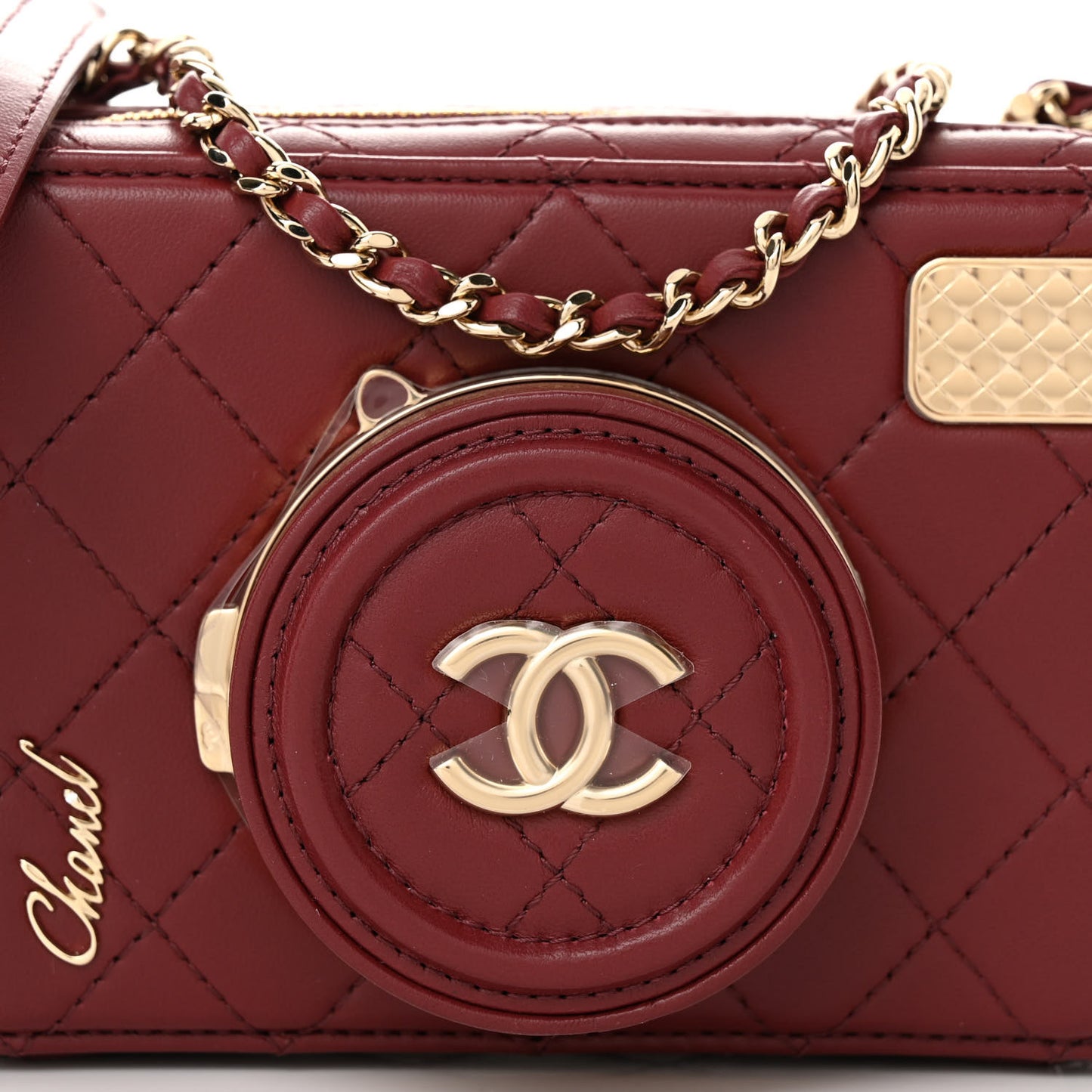 Lambskin Quilted Coco Click Bag Burgundy