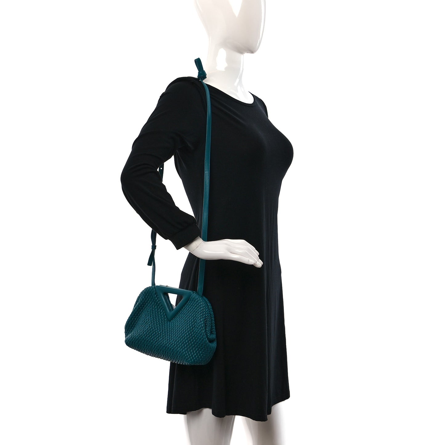 Lambskin Knit Small The Point Triangle Bag Mallard