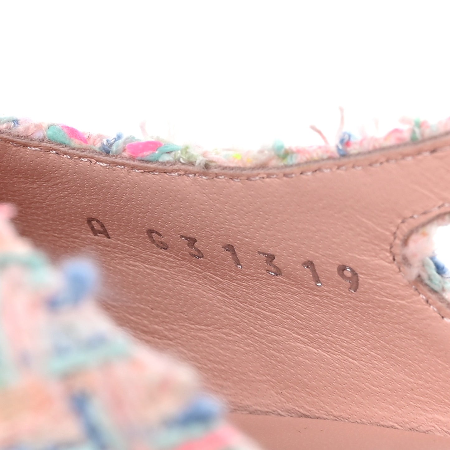 Tweed Patent Cap Toe Slingback Flats 38.5 Multicolor White