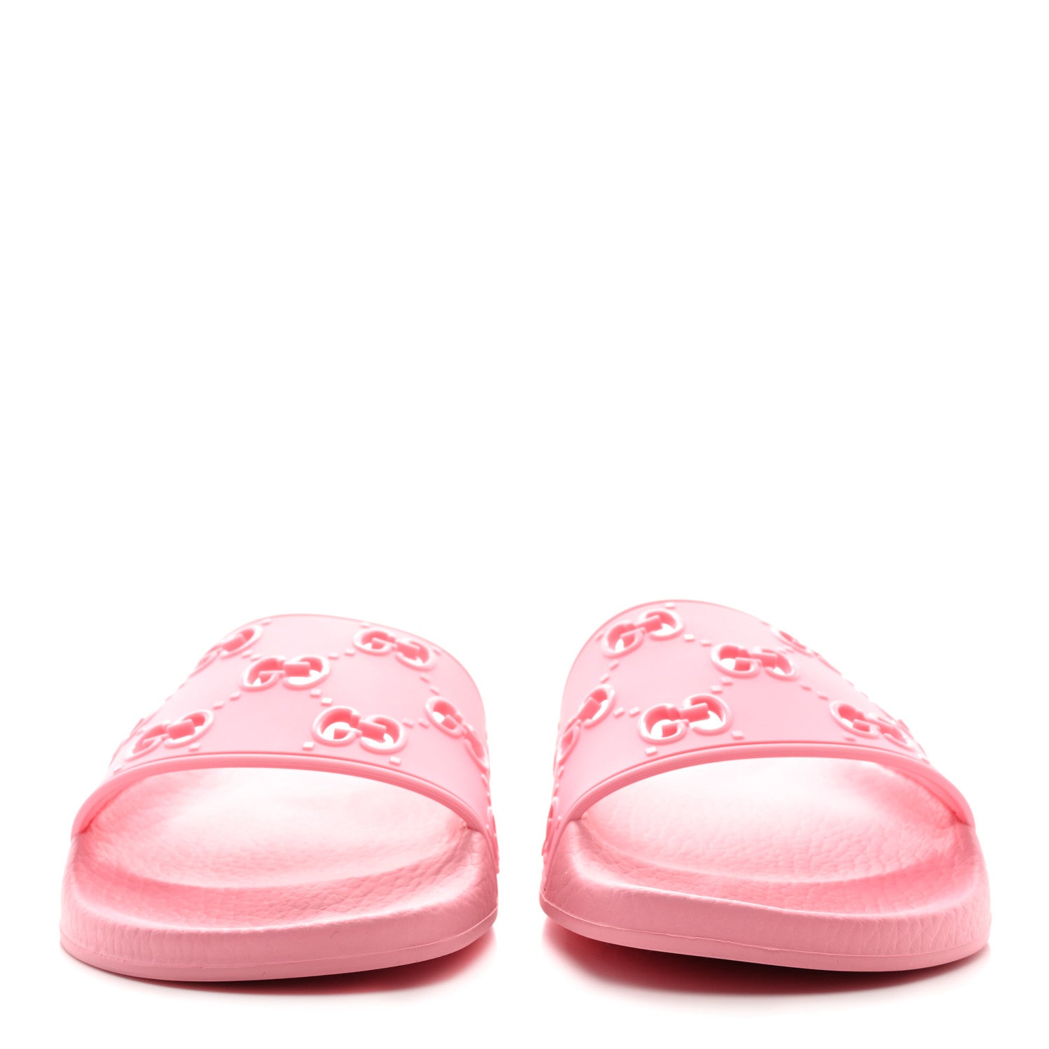 Gucci Rubber GG Monogram Perforated Womens Slide Sandals 37 Rose Box 2 of 10