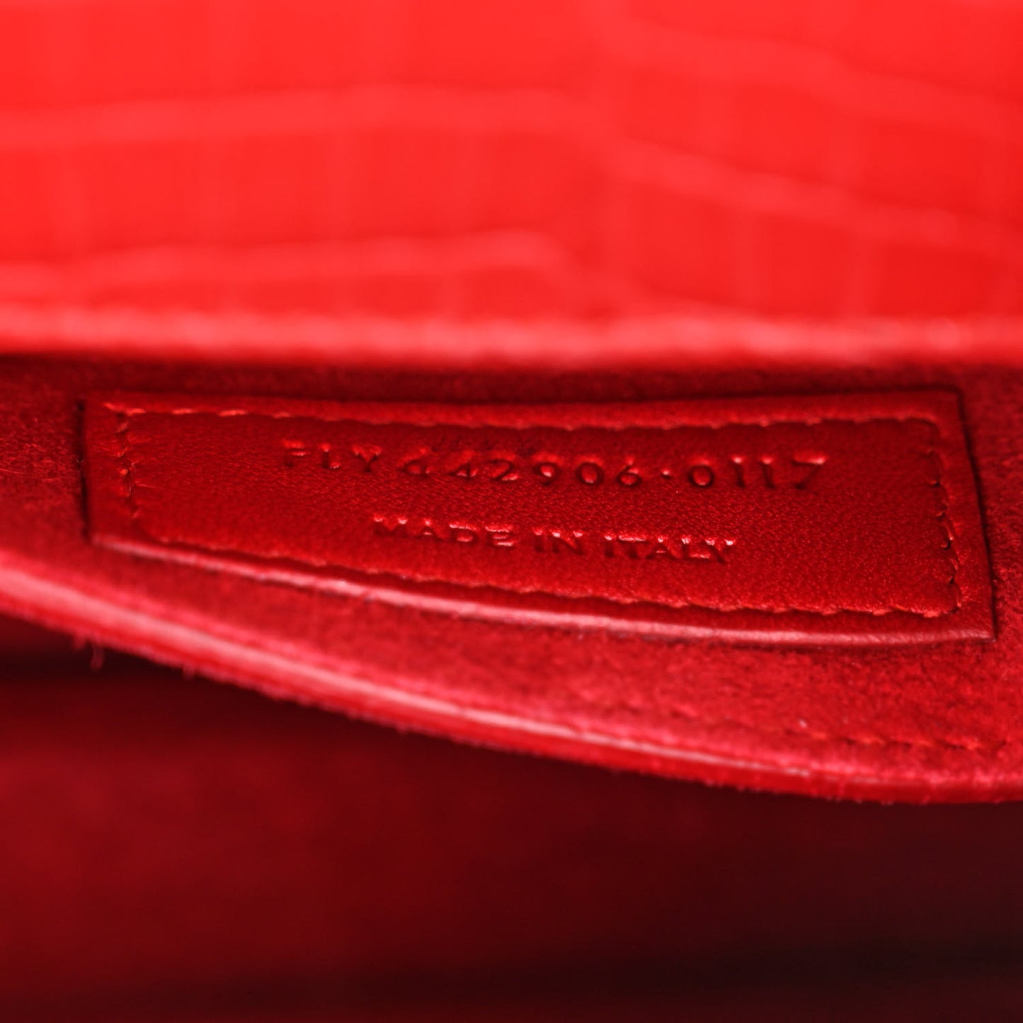 Calfskin Crocodile Embossed Medium Monogram Sunset Rouge Eros