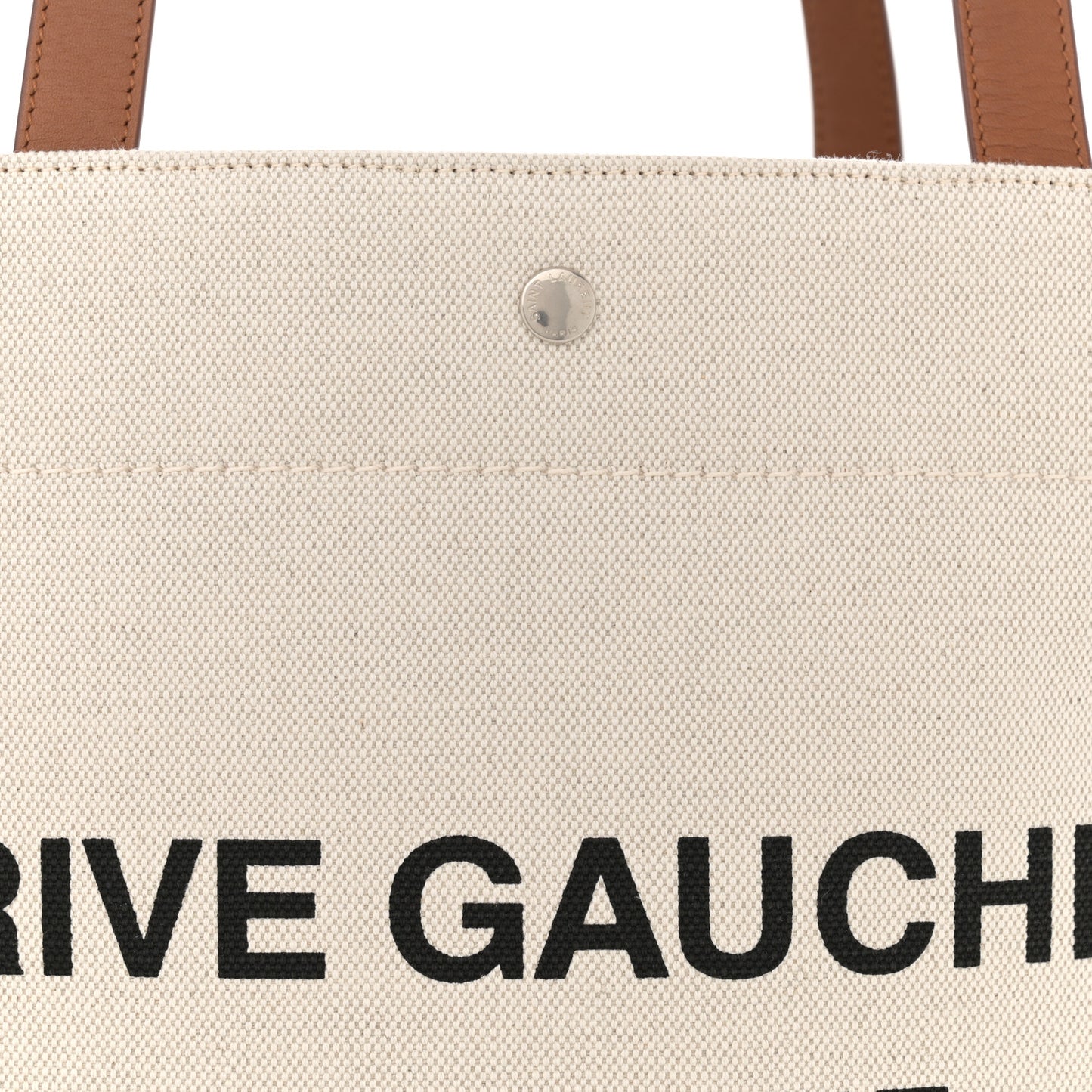Canvas Calfskin Rive Gauche Trapezoid Tote Beige