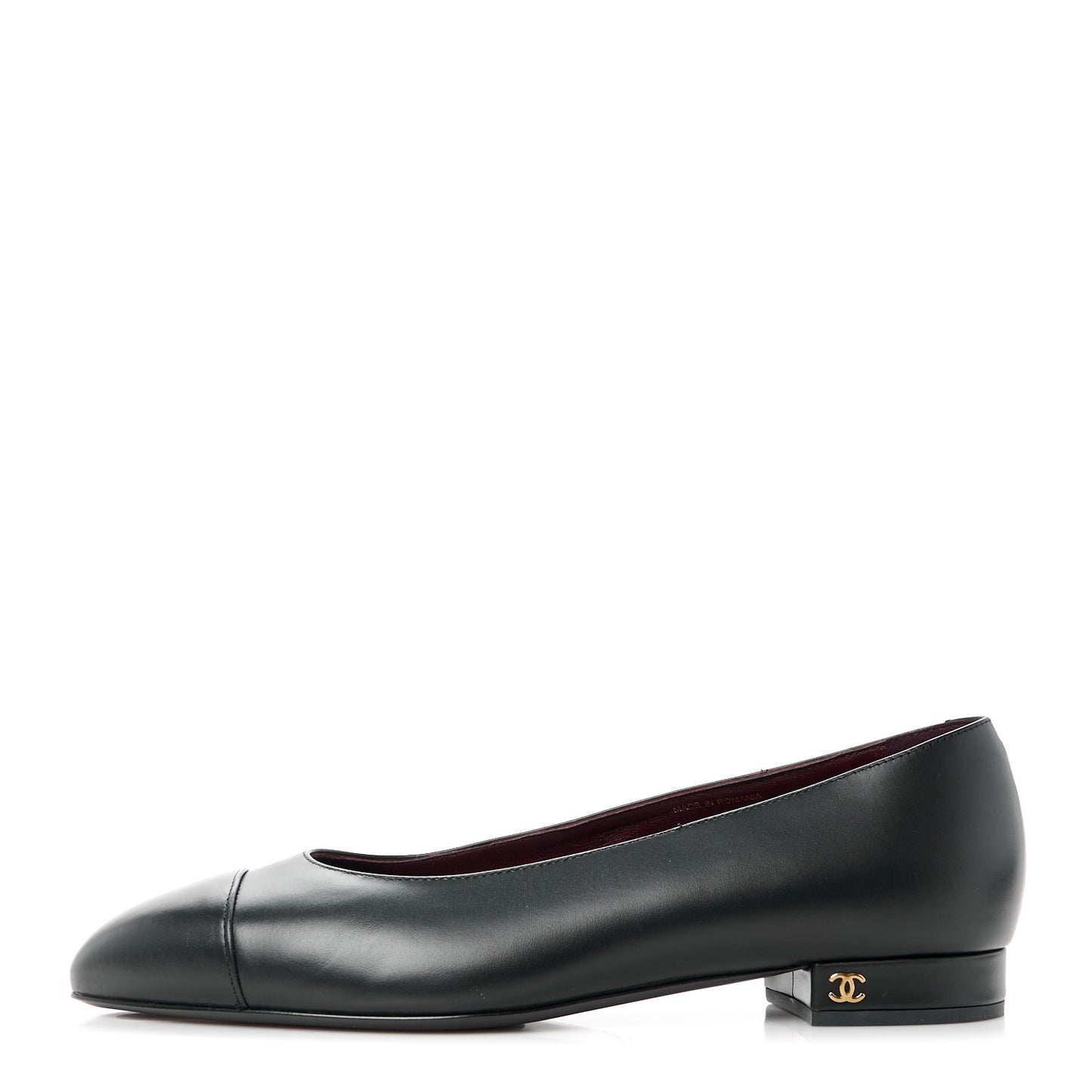 Lambskin Cap Toe CC Uniform Ballerina Flats 40 Black