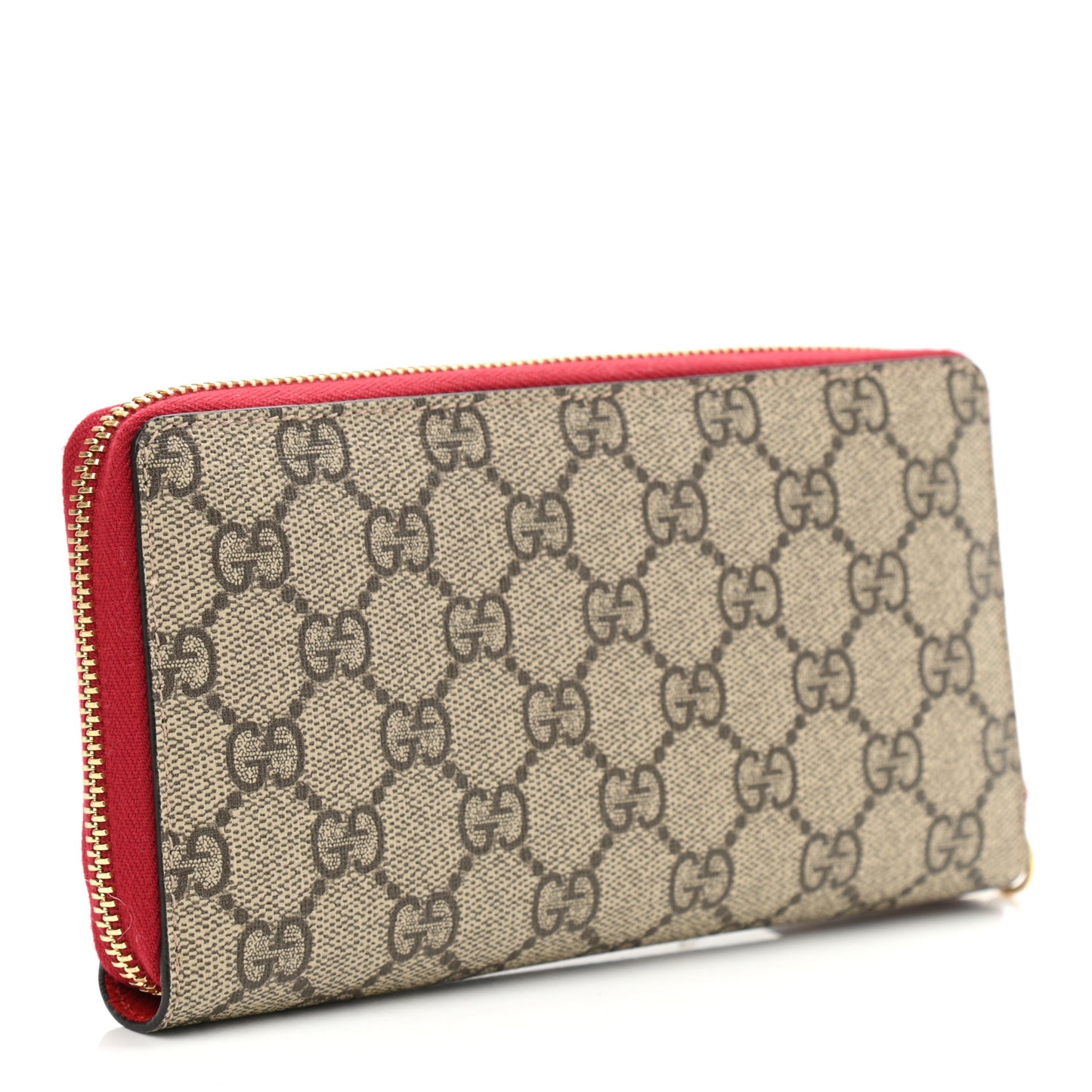 GG Supreme Monogram Embroidered Rainbow Zip Around Wallet Red