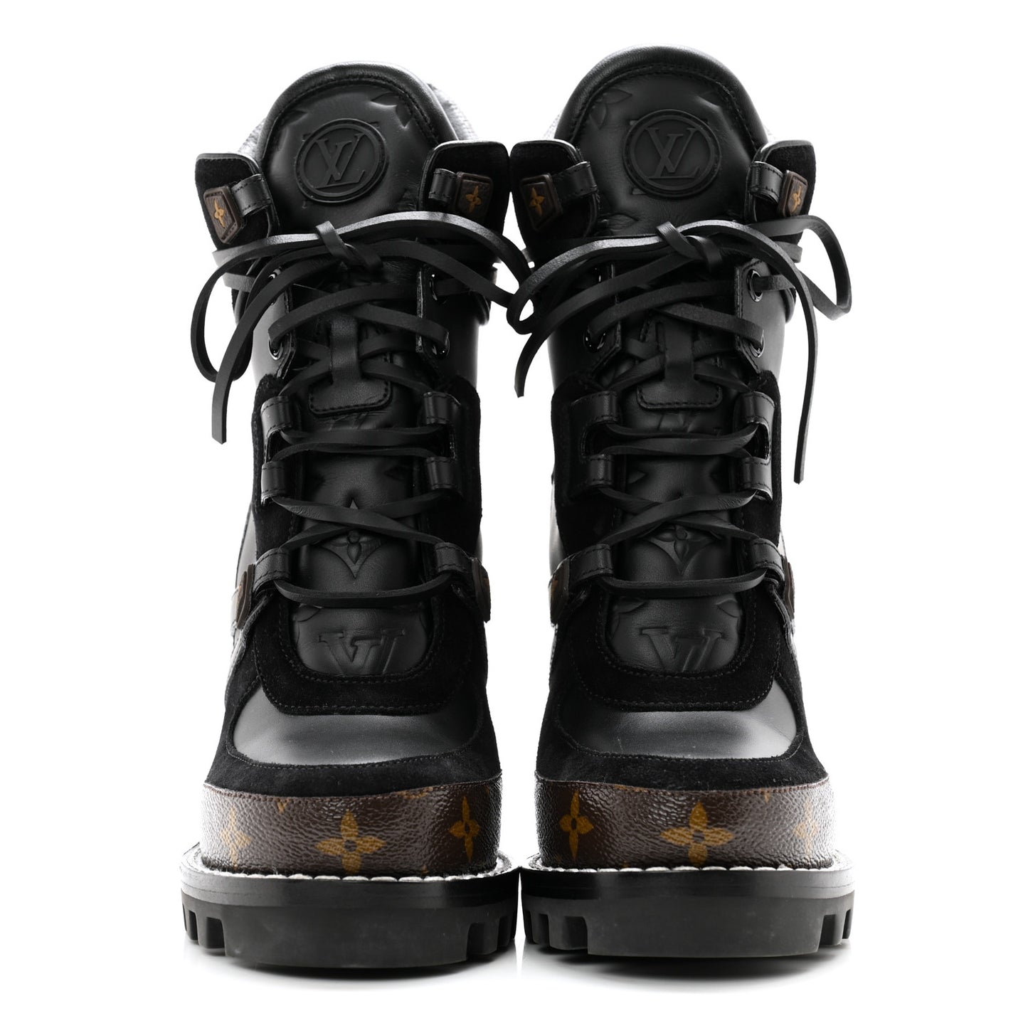 Suede Calfskin Monogram Star Trail Ankle Boots 37 Black